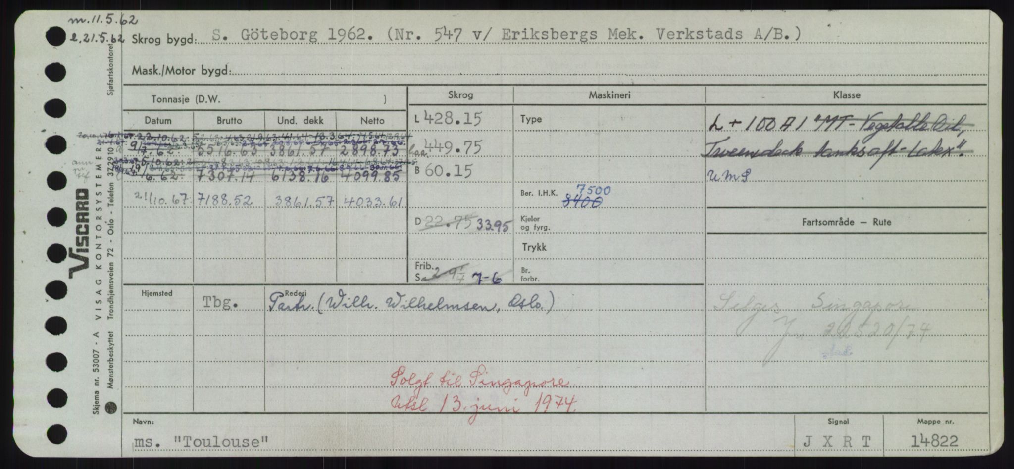 Sjøfartsdirektoratet med forløpere, Skipsmålingen, RA/S-1627/H/Hd/L0039: Fartøy, Ti-Tø, p. 437