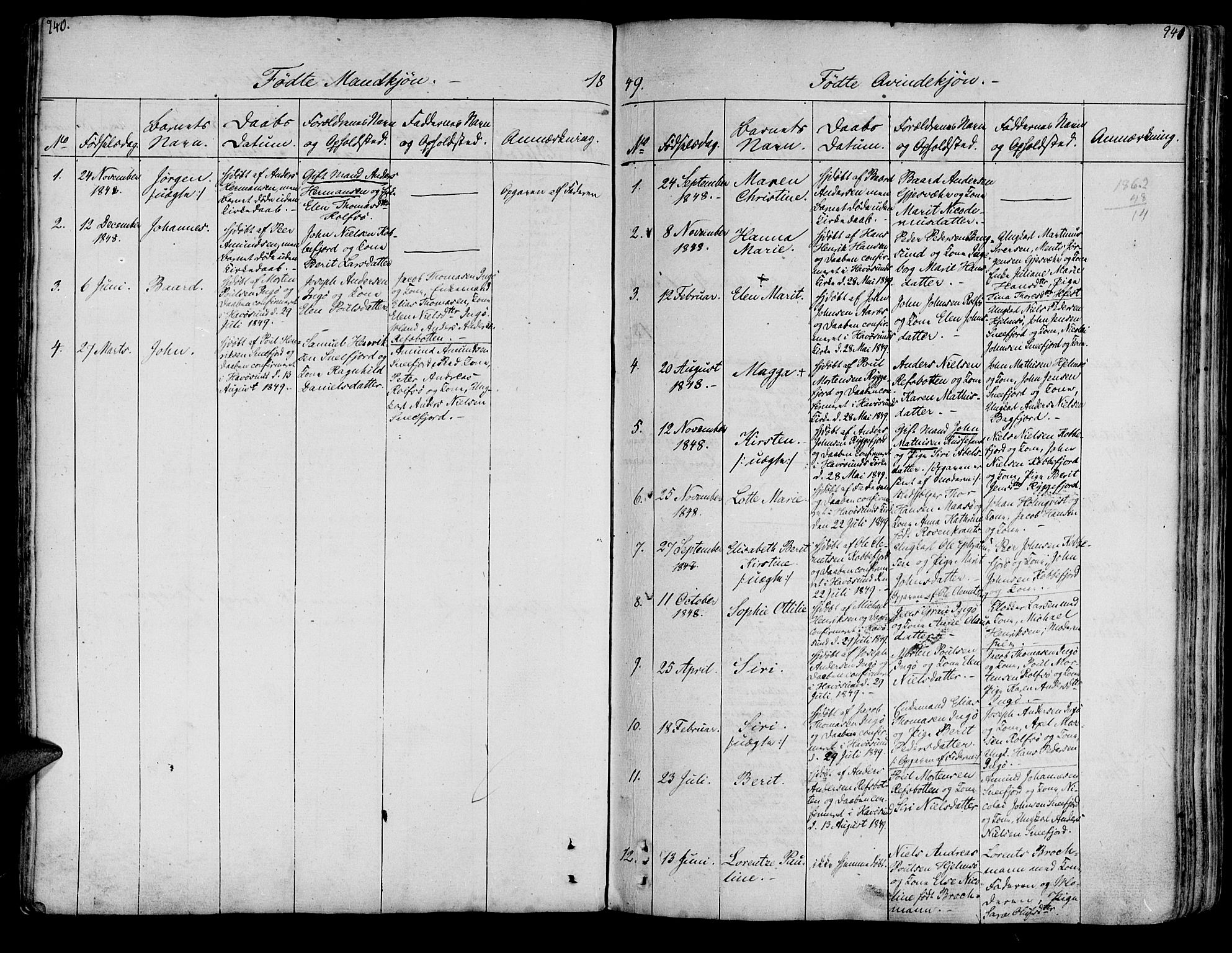Måsøy sokneprestkontor, SATØ/S-1348/H/Ha/L0001kirke: Parish register (official) no. 1, 1806-1851, p. 240-241