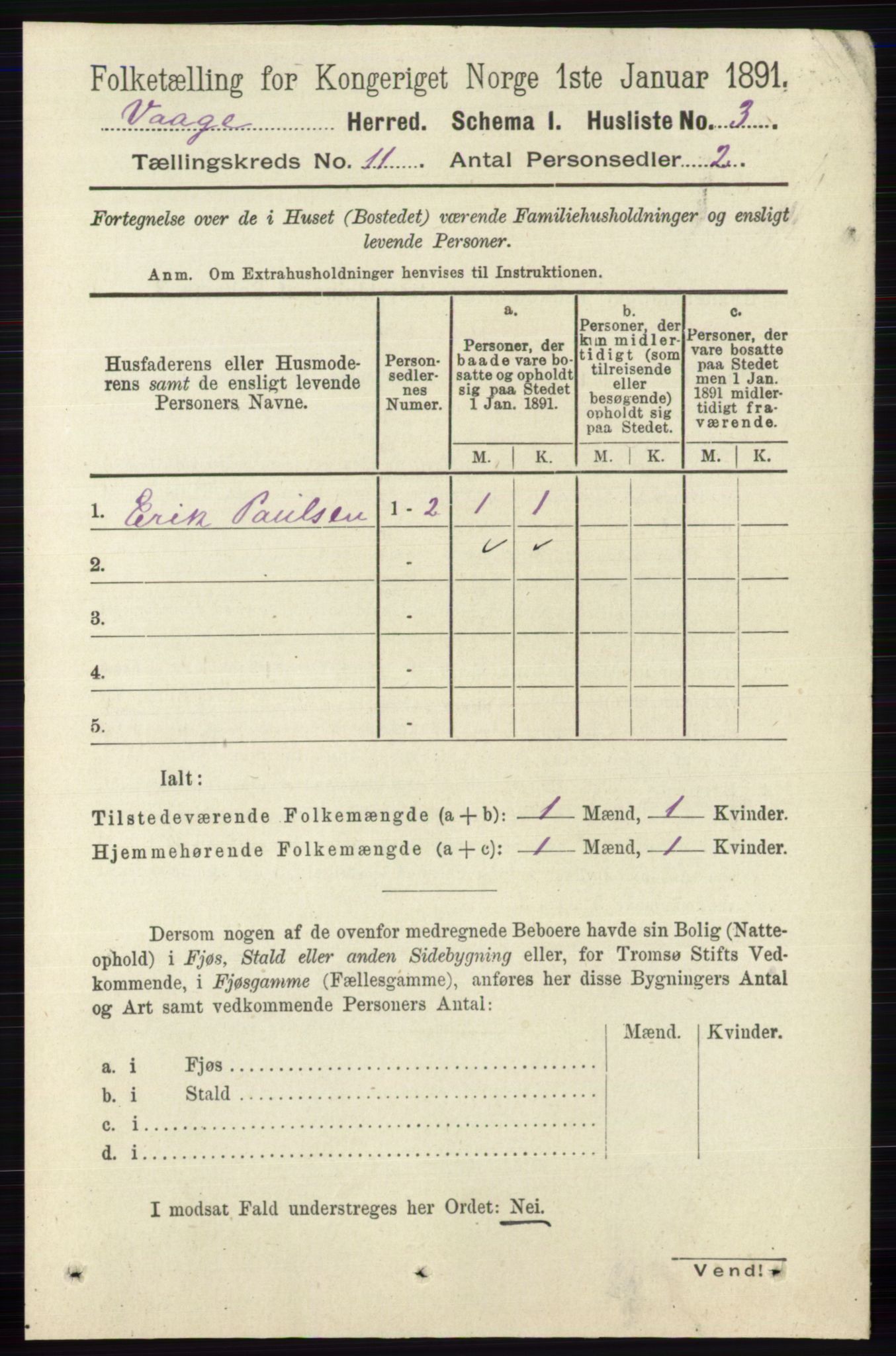 RA, 1891 census for 0515 Vågå, 1891, p. 6734