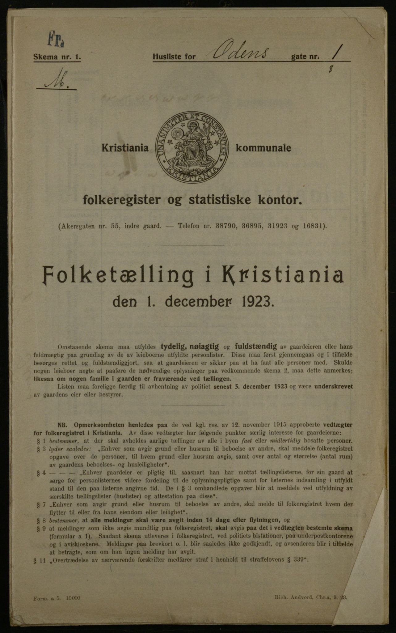 OBA, Municipal Census 1923 for Kristiania, 1923, p. 81757