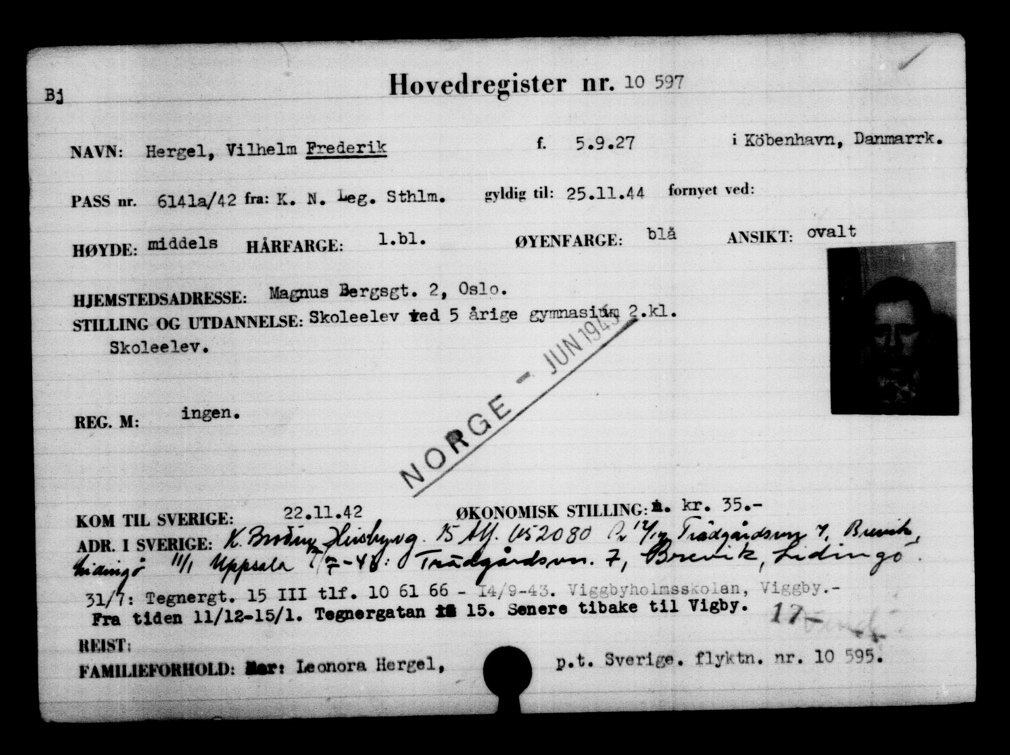Utenriksstasjonene, Legasjonen i Stockholm, Flyktningkontoret, AV/RA-S-6753/V/Va/L0006: Kjesäterkartoteket, flyktninger med registreringsnr. 9400-12711, 1940-1945, p. 1378