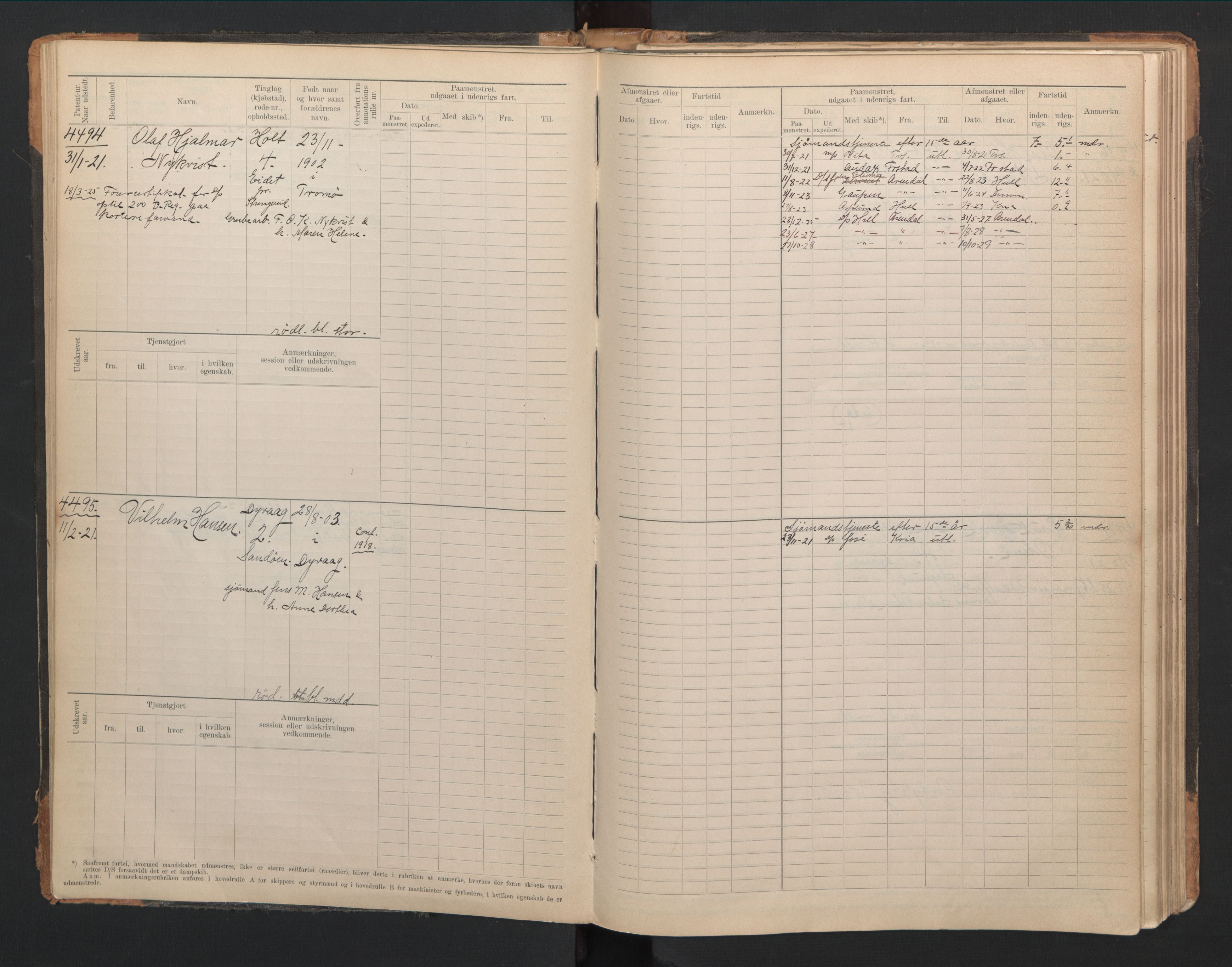 Tvedestrand mønstringskrets, AV/SAK-2031-0011/F/Fb/L0021: Hovedrulle A nr 4410-4797, U-37, 1918-1930, p. 49