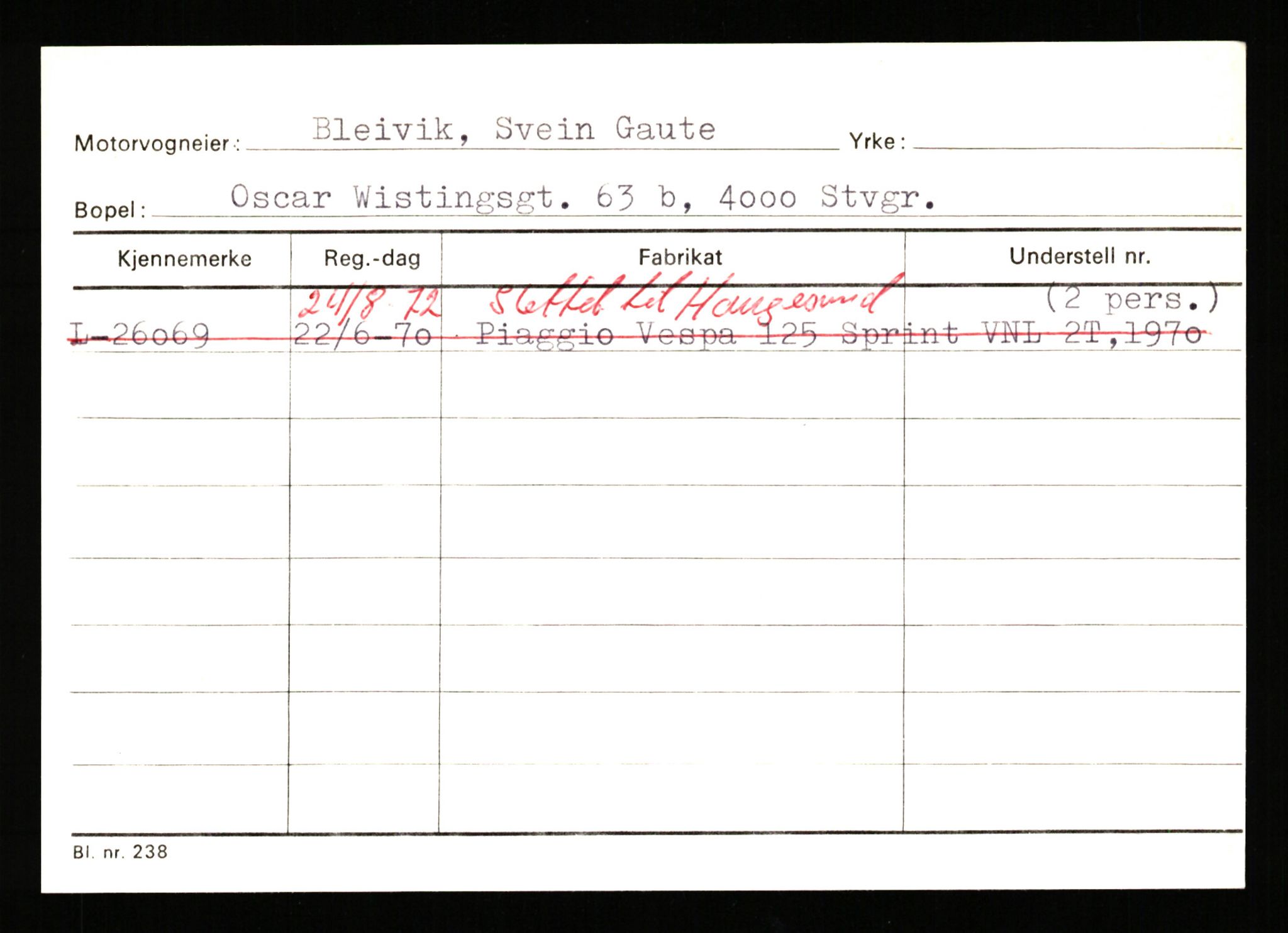 Stavanger trafikkstasjon, AV/SAST-A-101942/0/H/L0004: Bjørnsen - Buchley, 1930-1971, p. 455