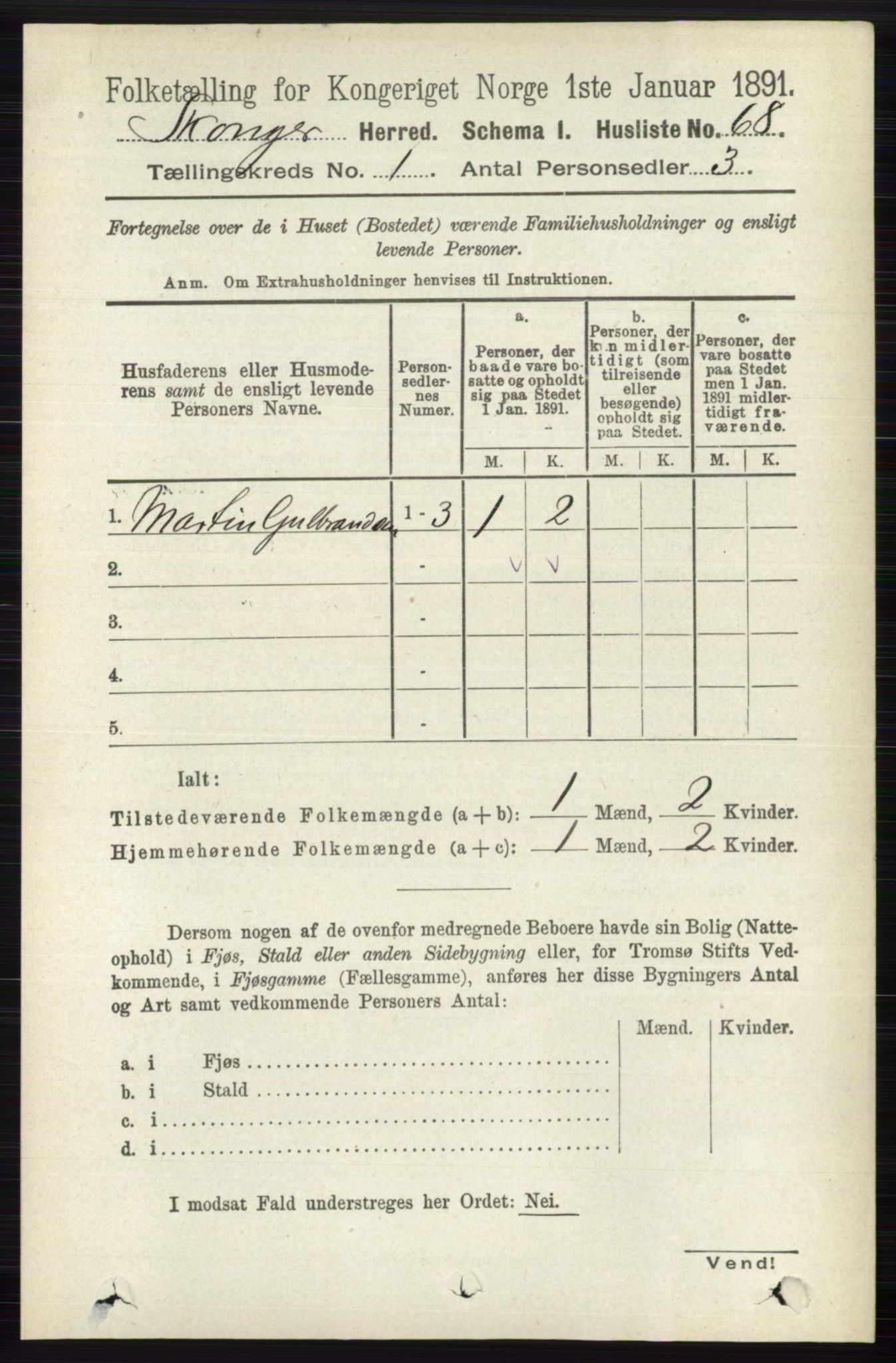 RA, 1891 census for 0712 Skoger, 1891, p. 90