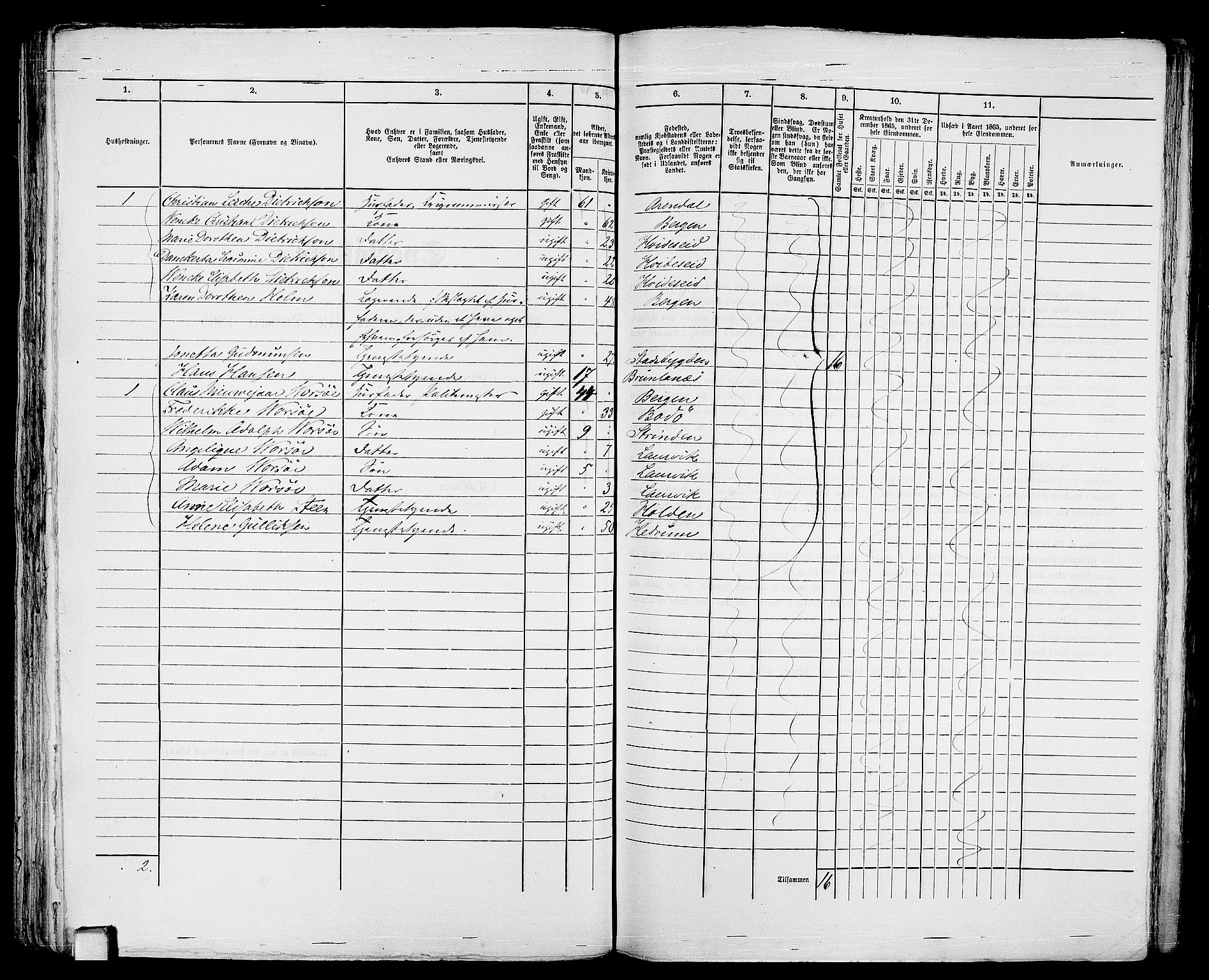 RA, 1865 census for Larvik, 1865, p. 72