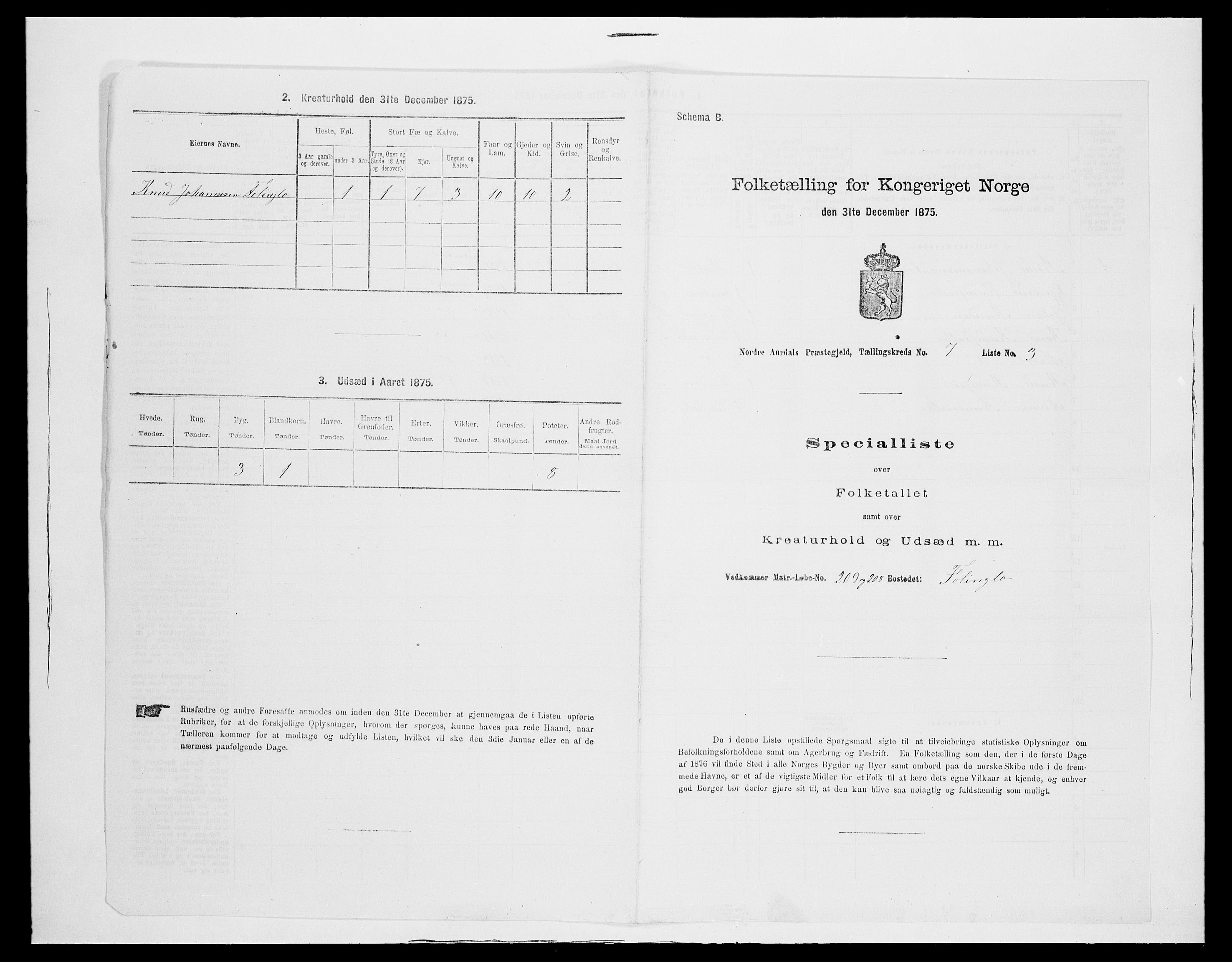 SAH, 1875 census for 0542P Nord-Aurdal, 1875, p. 1126