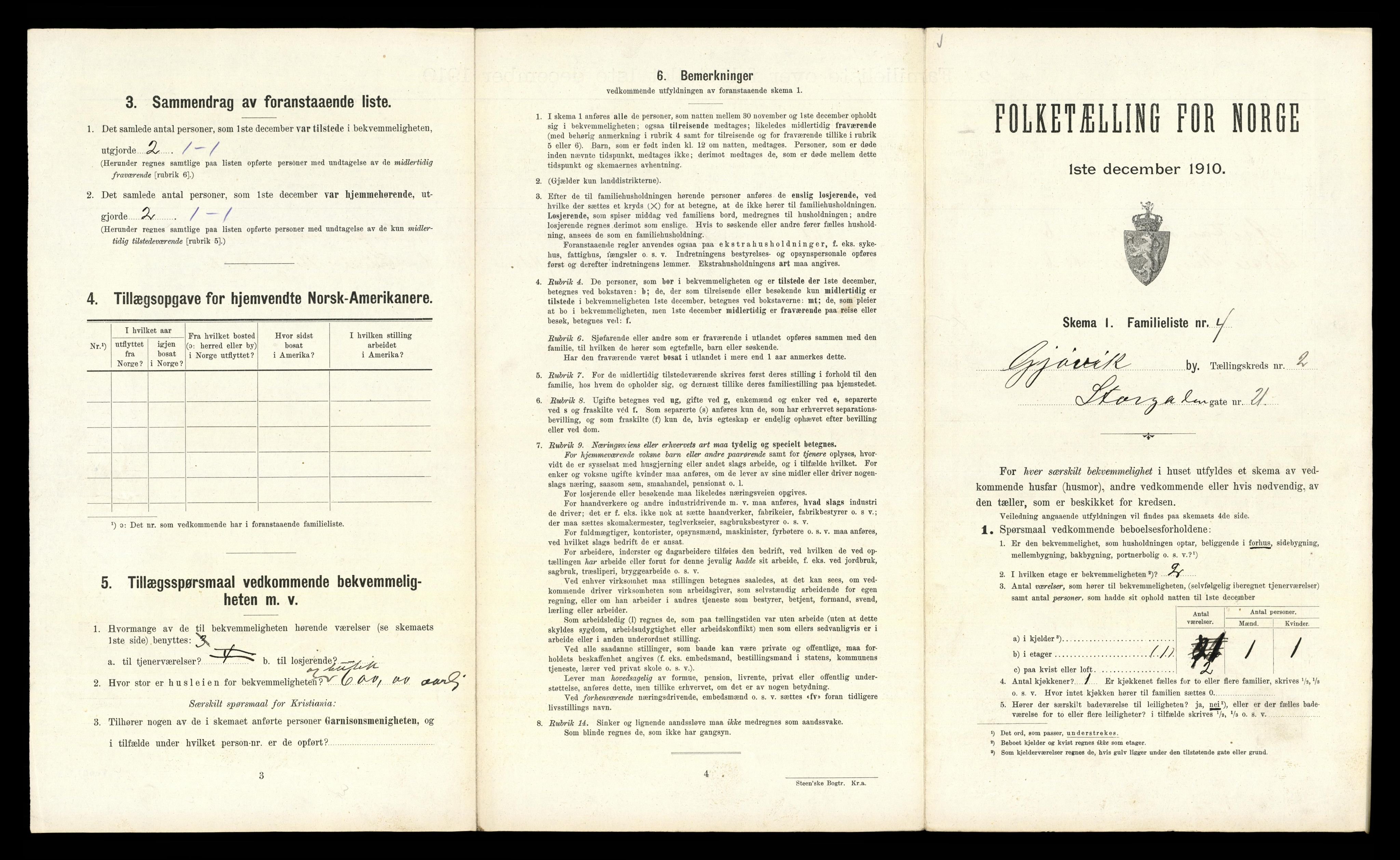 RA, 1910 census for Gjøvik, 1910, p. 488