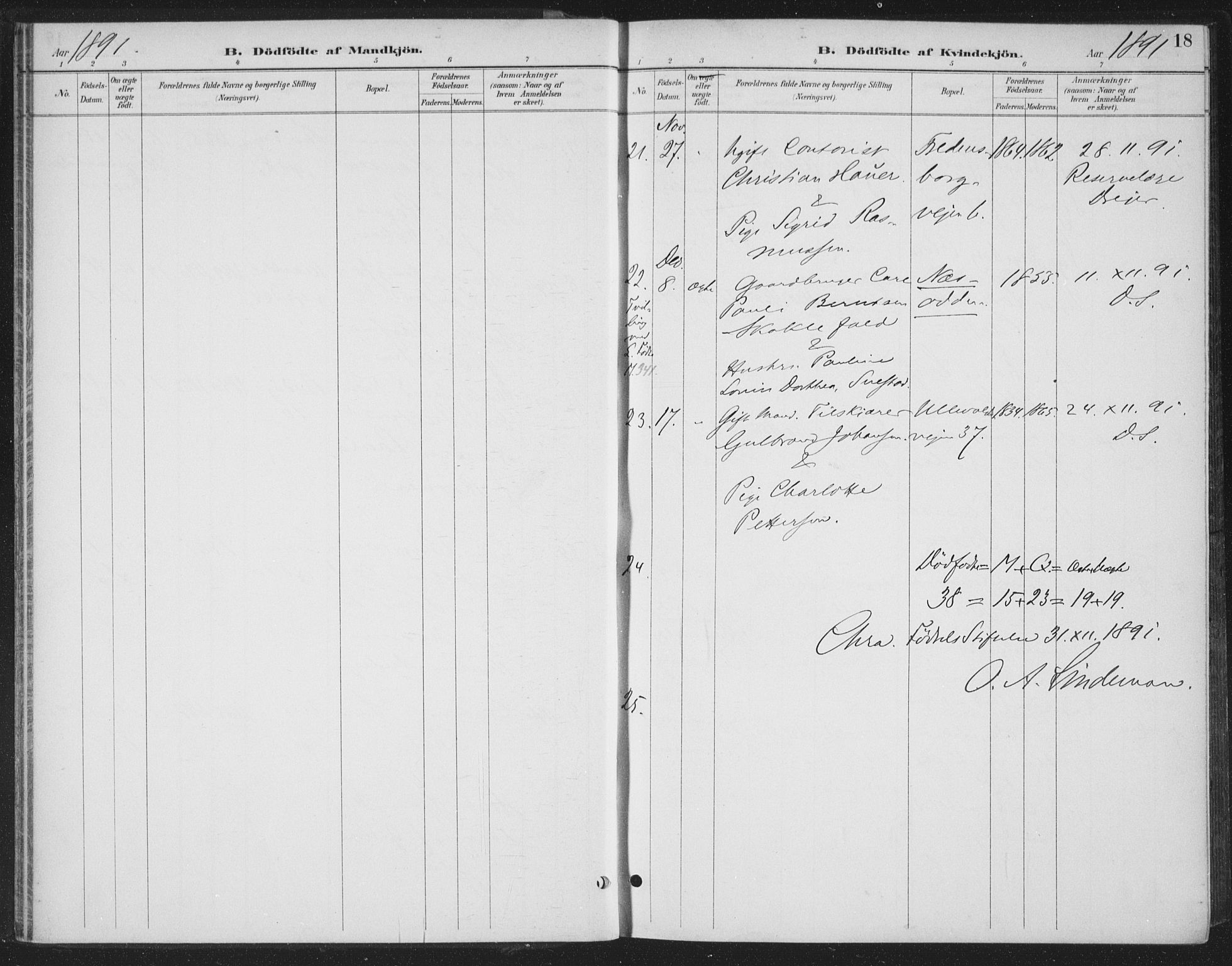 Rikshospitalet prestekontor Kirkebøker, SAO/A-10309b/F/L0010: Parish register (official) no. 10, 1888-1912, p. 18
