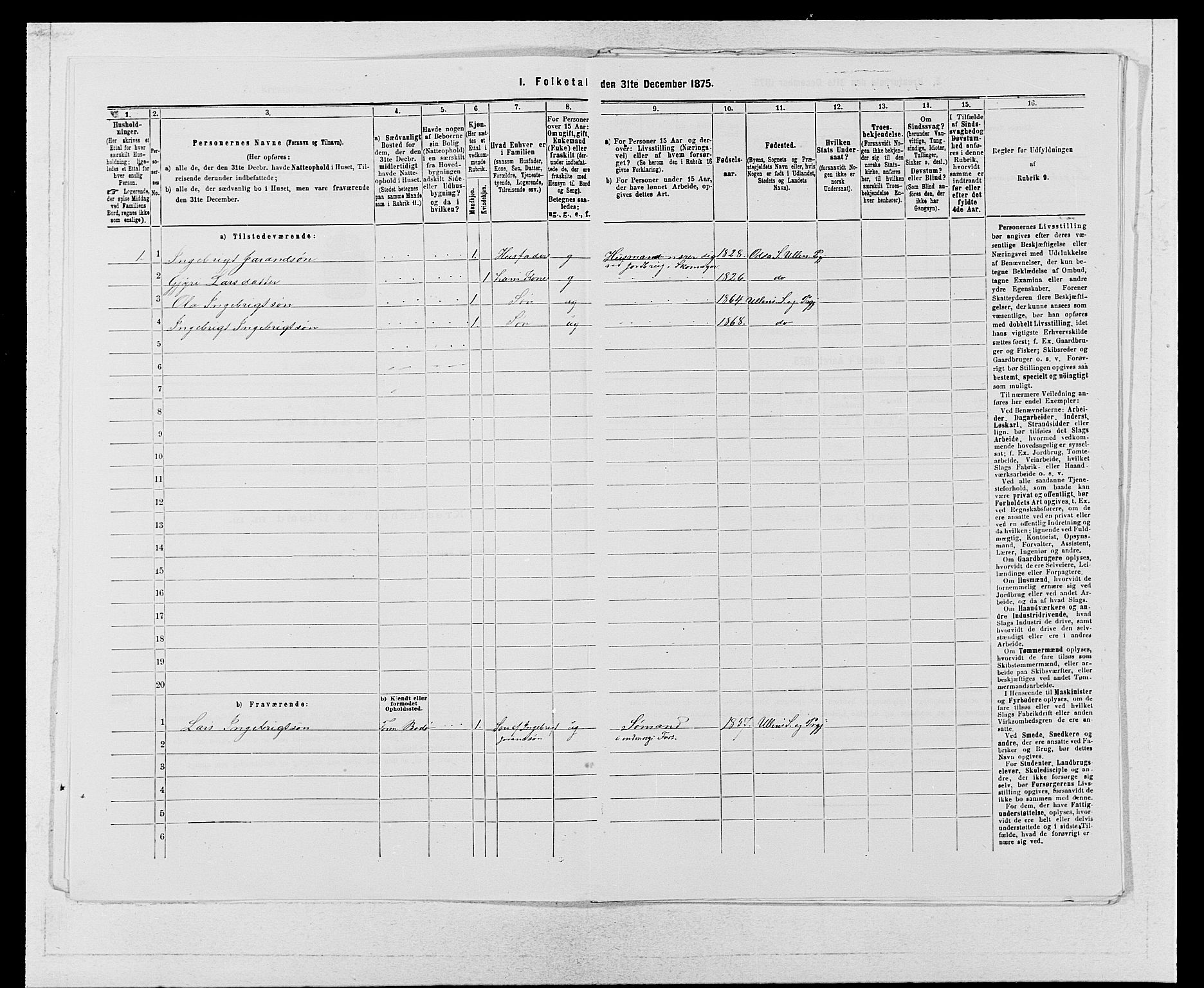 SAB, 1875 census for 1230P Ullensvang, 1875, p. 1750