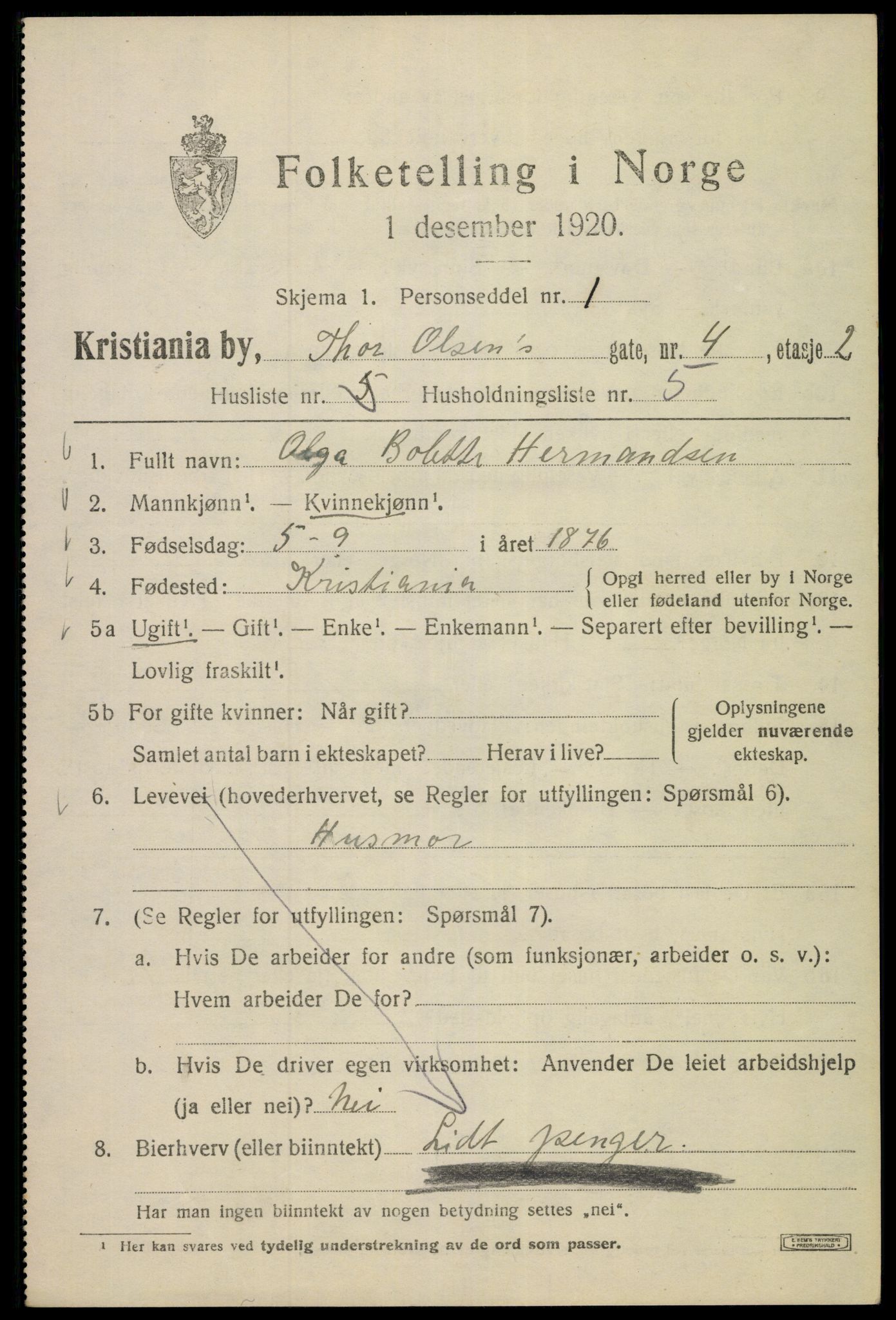 SAO, 1920 census for Kristiania, 1920, p. 573411
