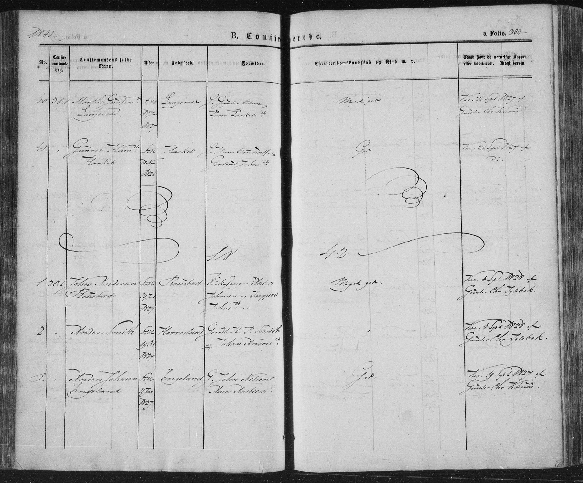 Vennesla sokneprestkontor, AV/SAK-1111-0045/Fa/Fac/L0004: Parish register (official) no. A 4, 1834-1855, p. 300