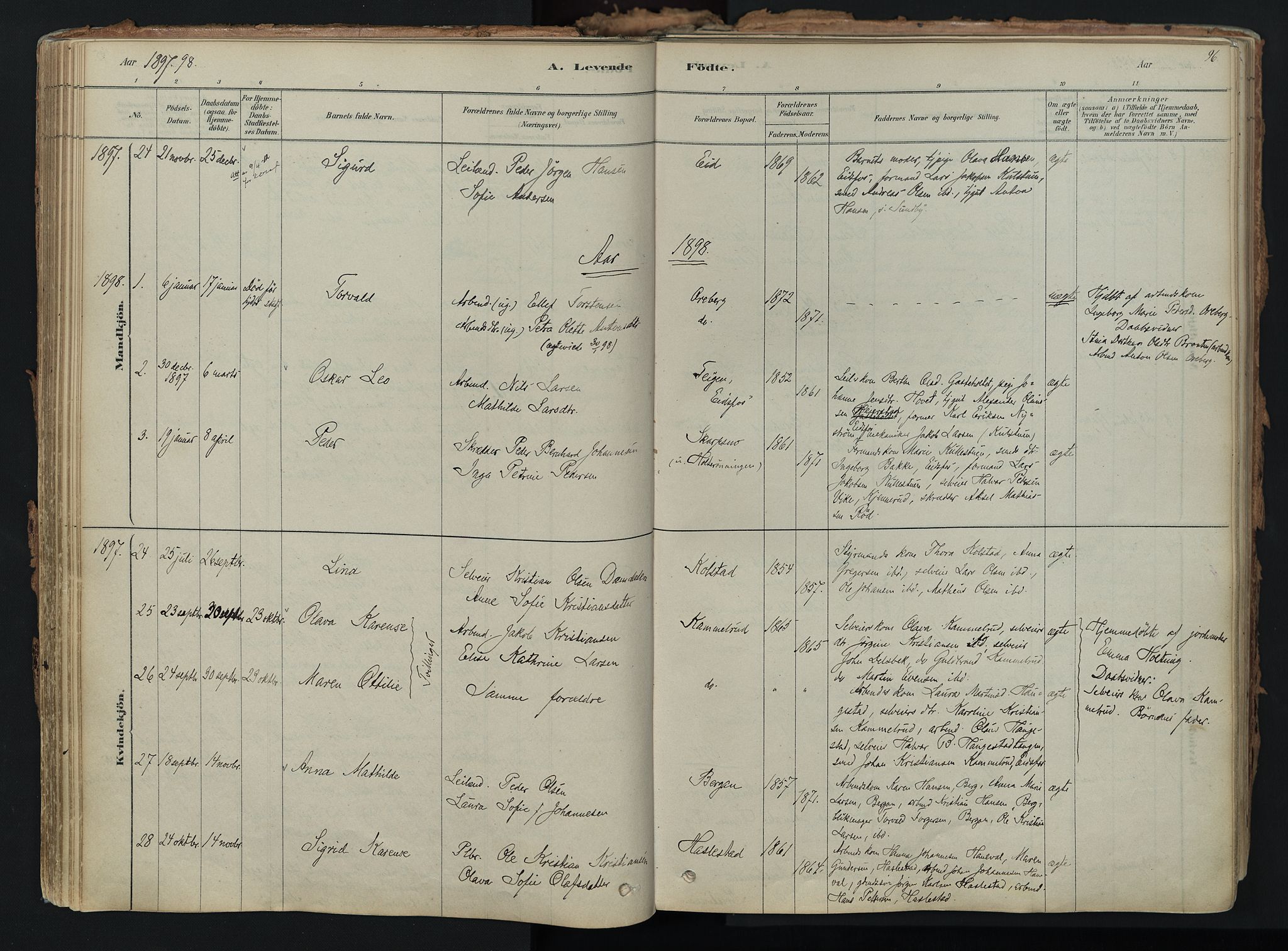 Hof kirkebøker, AV/SAKO-A-64/F/Fa/L0007: Parish register (official) no. I 7, 1878-1940, p. 96