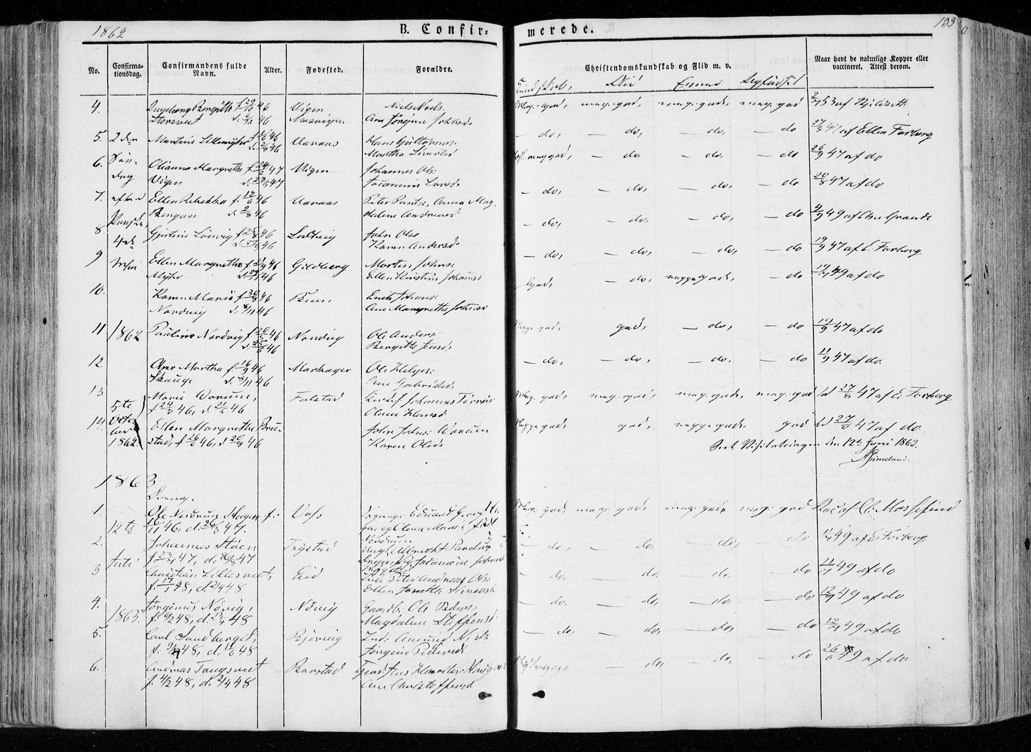 Ministerialprotokoller, klokkerbøker og fødselsregistre - Nord-Trøndelag, SAT/A-1458/722/L0218: Parish register (official) no. 722A05, 1843-1868, p. 133