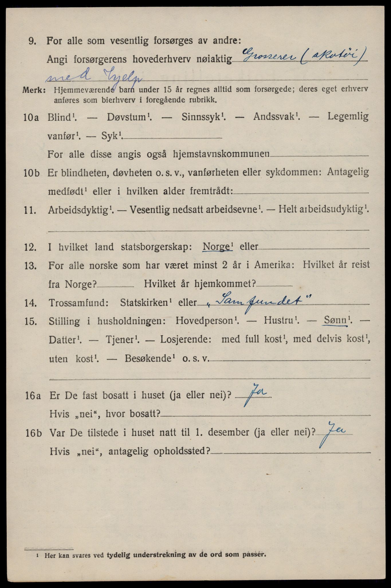 SAST, 1920 census for Eigersund, 1920, p. 2926