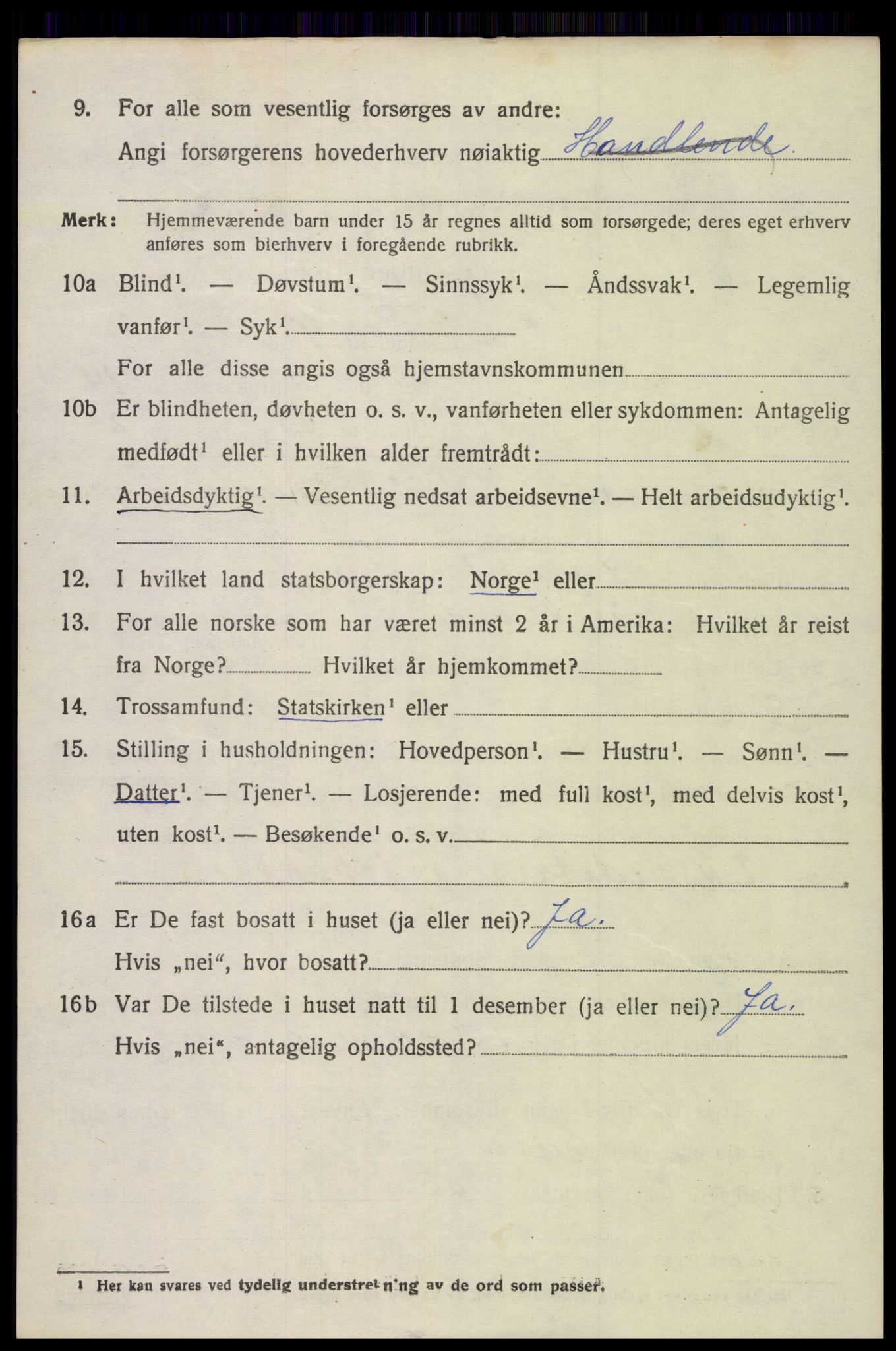 SAK, 1920 census for Oddernes, 1920, p. 9638
