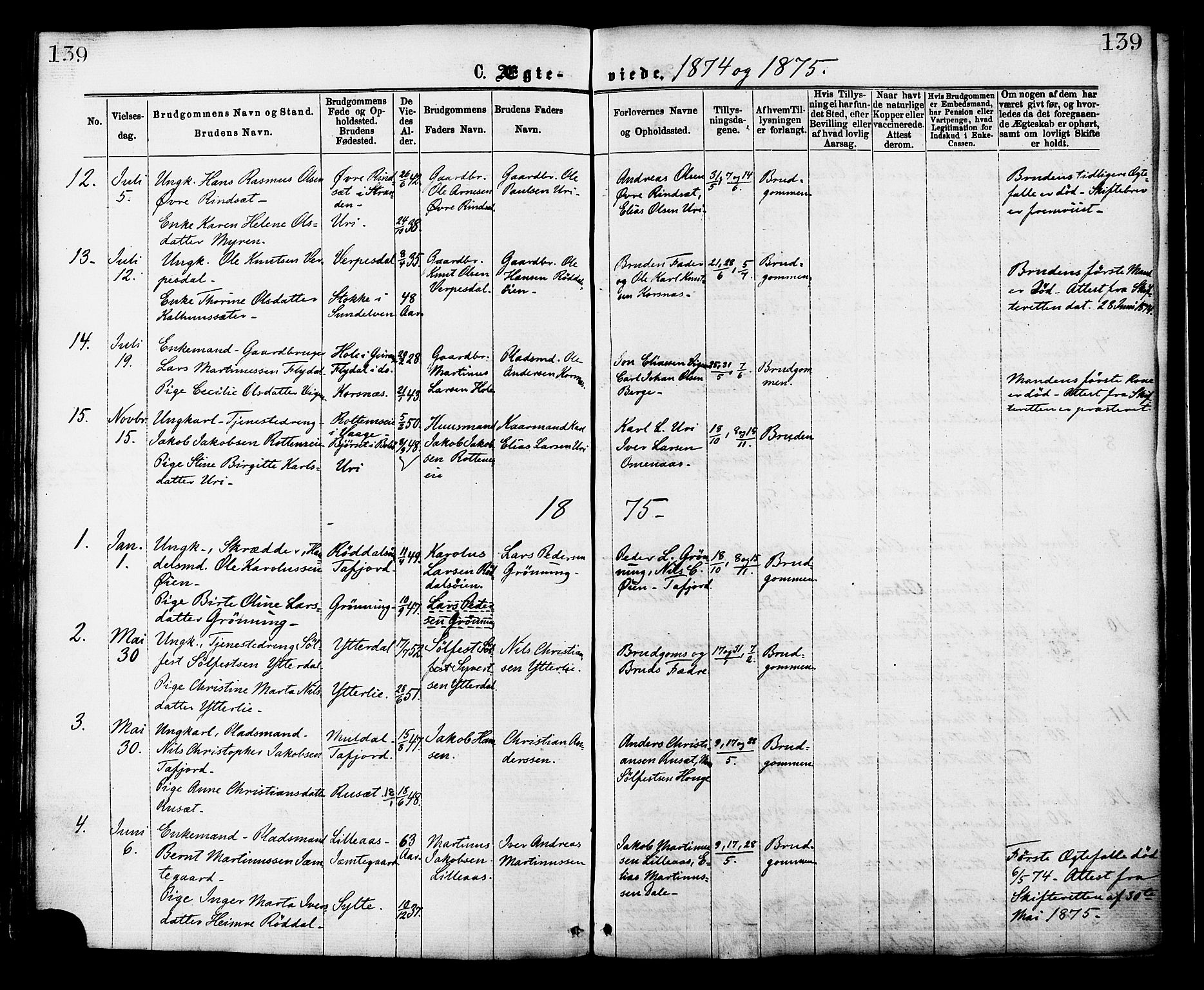 Ministerialprotokoller, klokkerbøker og fødselsregistre - Møre og Romsdal, SAT/A-1454/519/L0254: Parish register (official) no. 519A13, 1868-1883, p. 139