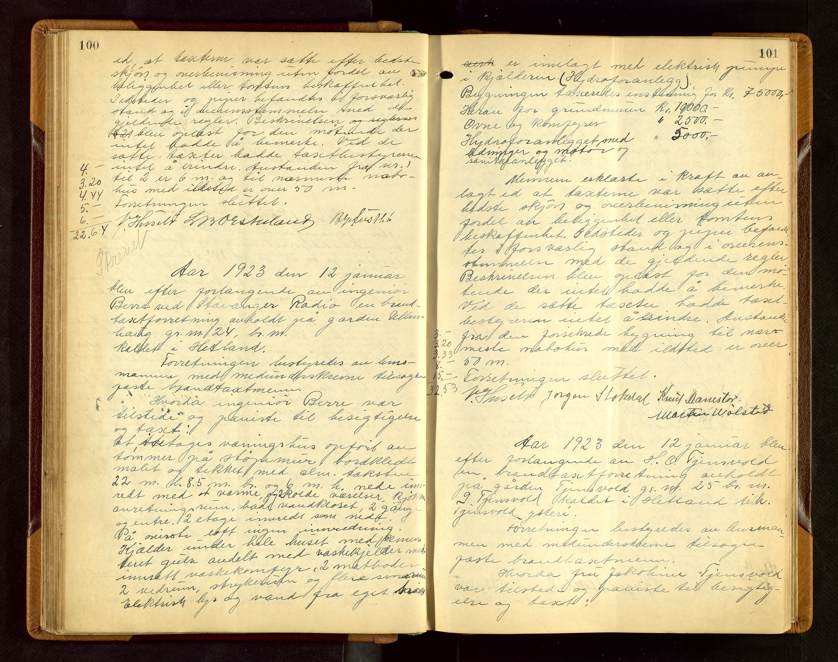 Hetland lensmannskontor, AV/SAST-A-100101/Goa/L0006: "Branntakstprotokoll", 1921-1938, p. 100-101