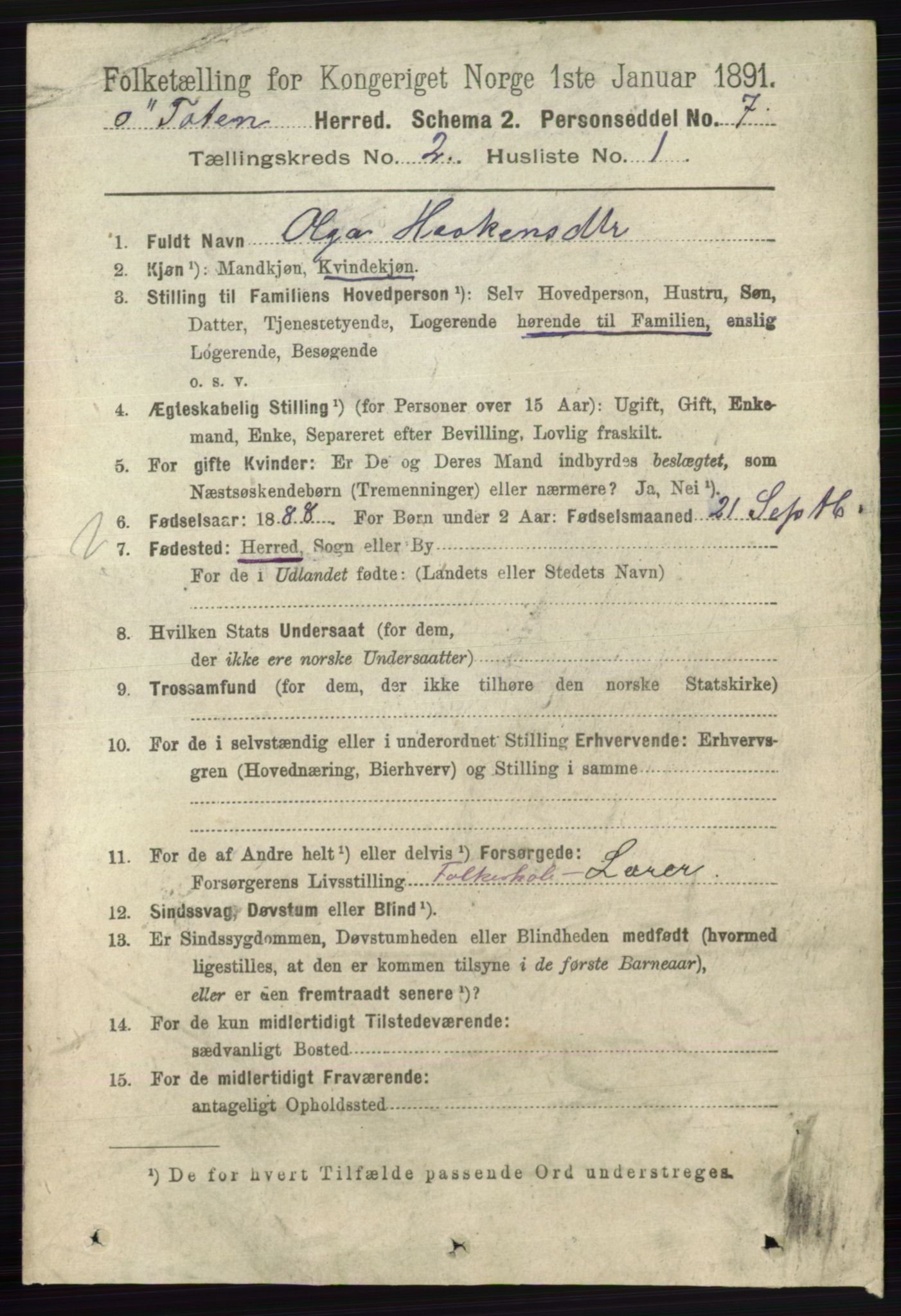 RA, 1891 census for 0528 Østre Toten, 1891, p. 800