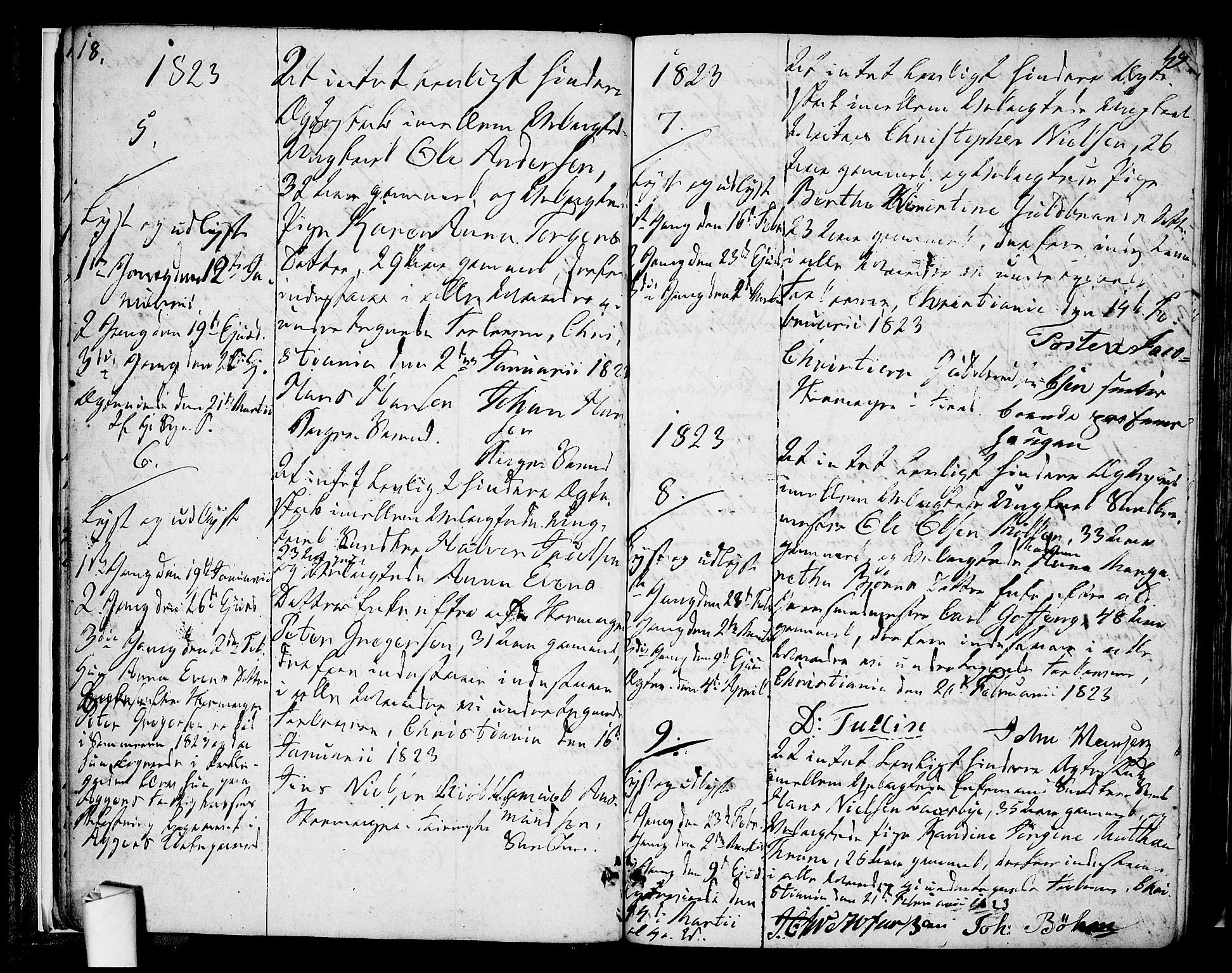 Oslo domkirke Kirkebøker, SAO/A-10752/L/La/L0013: Best man's statements no. 13, 1822-1837, p. 18-19