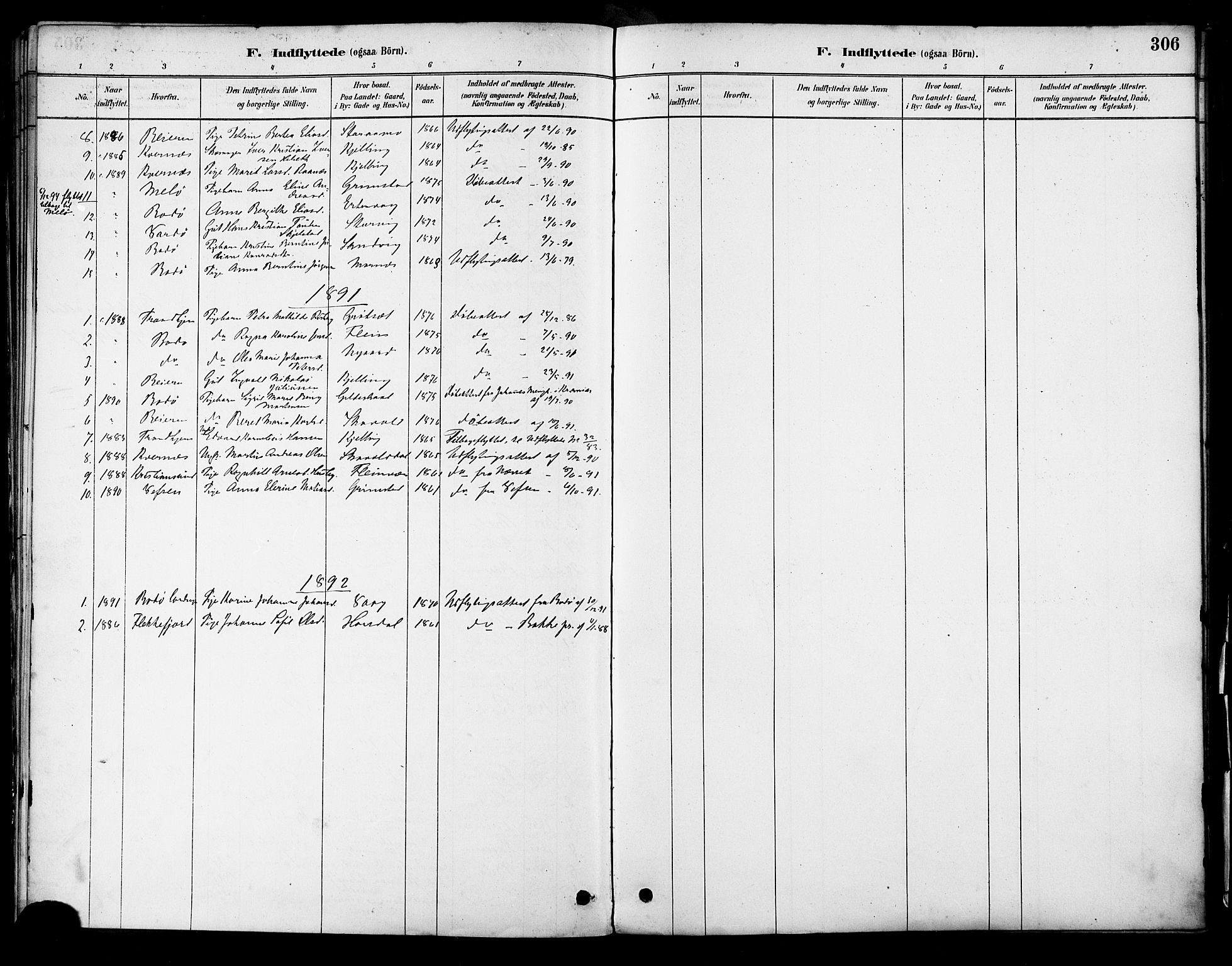 Ministerialprotokoller, klokkerbøker og fødselsregistre - Nordland, AV/SAT-A-1459/805/L0099: Parish register (official) no. 805A06, 1880-1891, p. 306