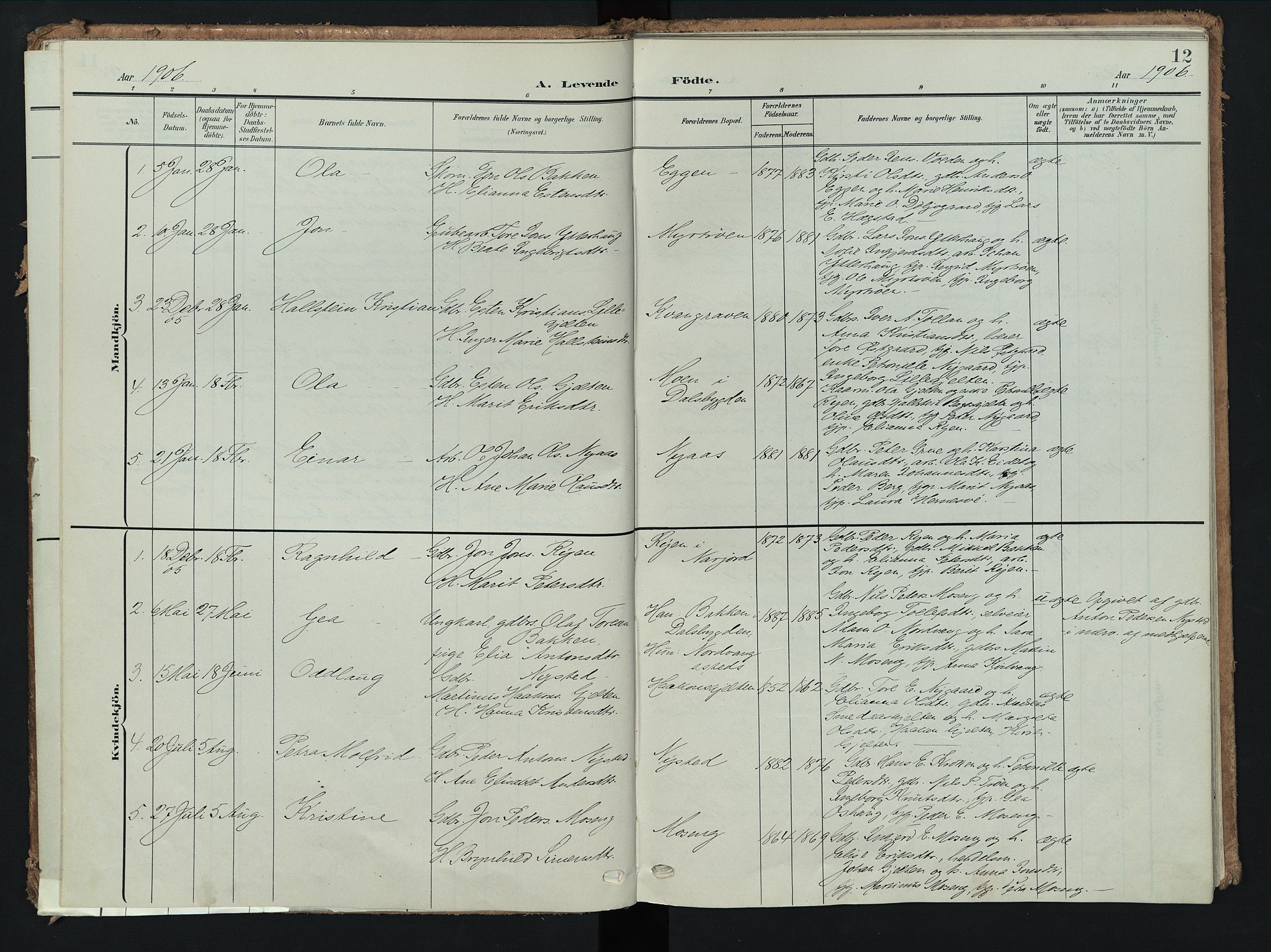 Tolga prestekontor, AV/SAH-PREST-062/K/L0009: Parish register (official) no. 9, 1903-1928, p. 12