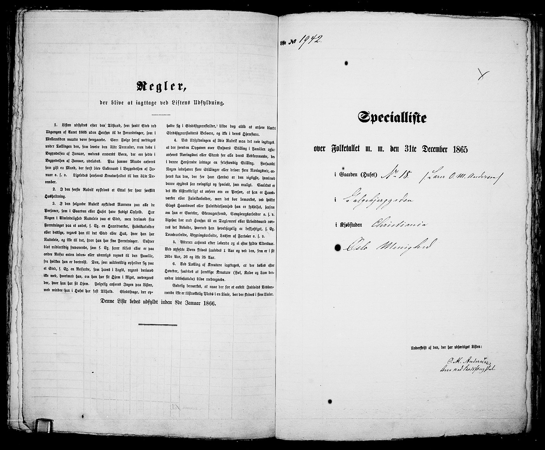 RA, 1865 census for Kristiania, 1865, p. 4338