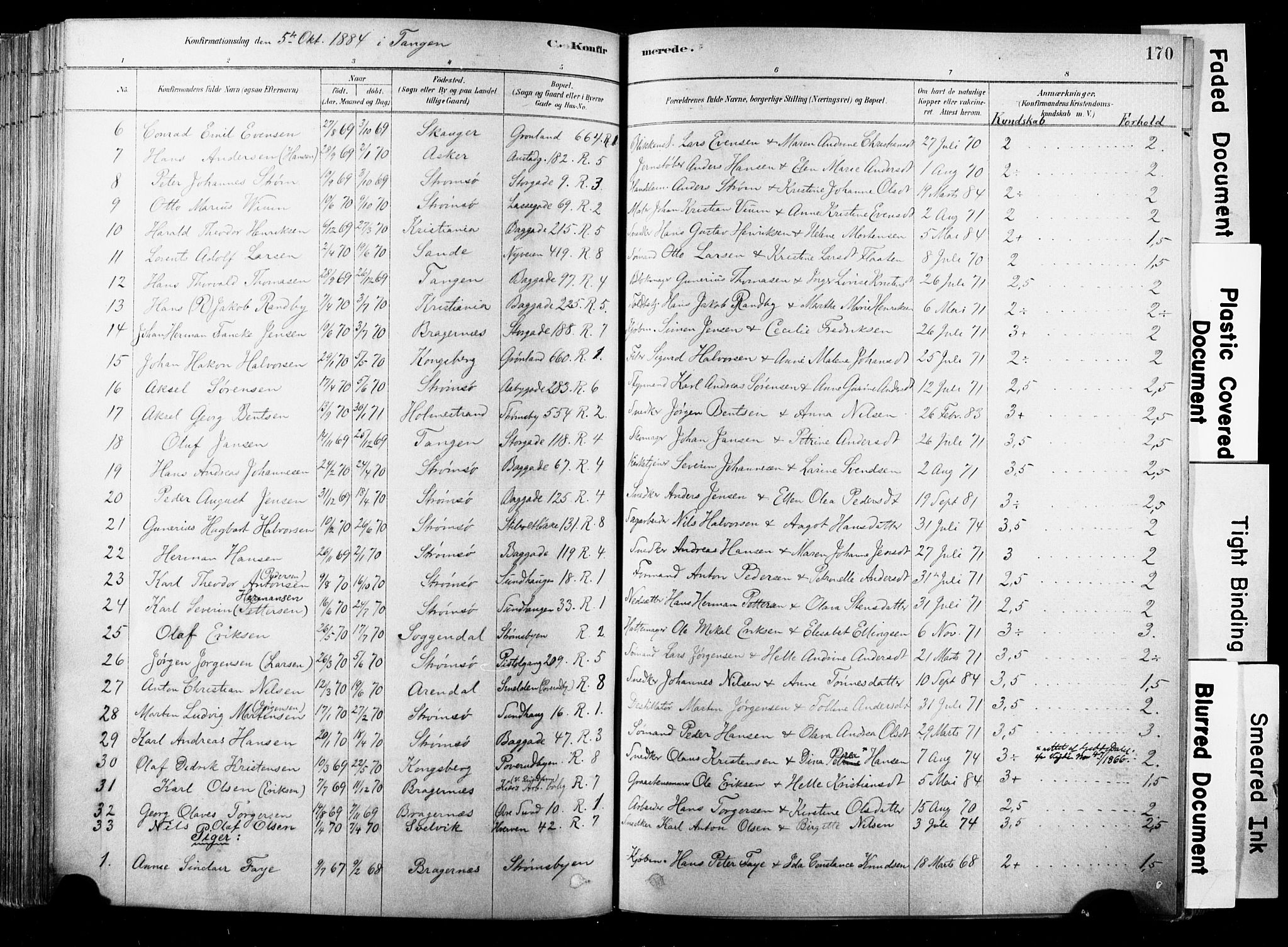 Strømsø kirkebøker, AV/SAKO-A-246/F/Fb/L0006: Parish register (official) no. II 6, 1879-1910, p. 170