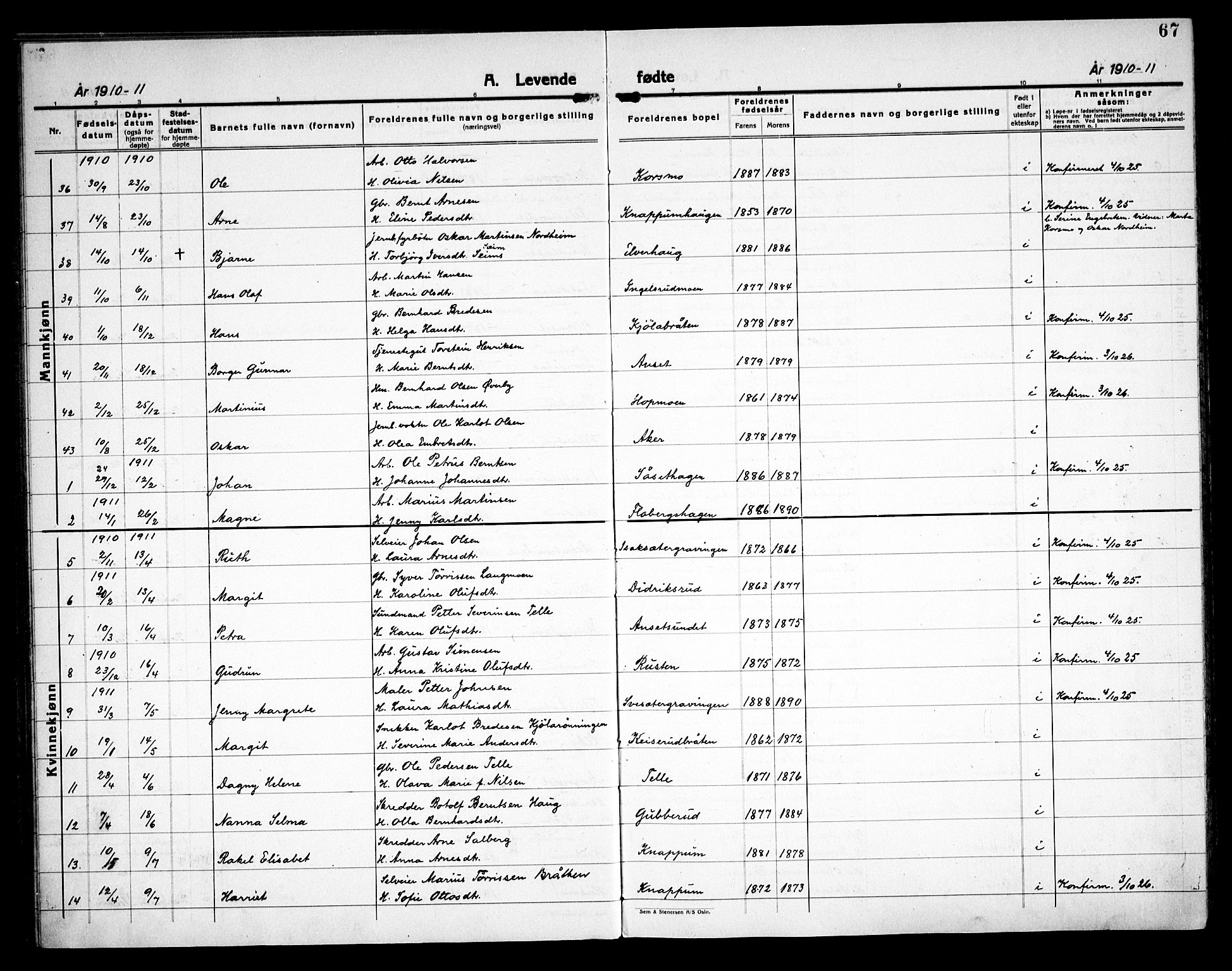 Åsnes prestekontor, AV/SAH-PREST-042/H/Ha/Haa/L0000C: Parish register (official) no. 0A, 1890-1929, p. 67