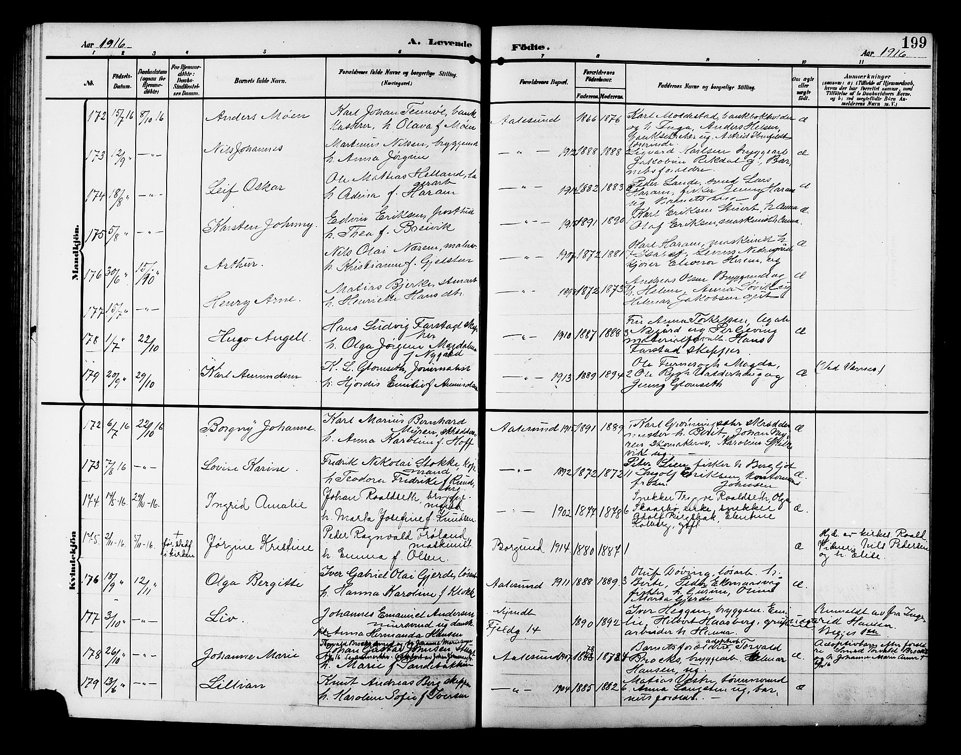 Ministerialprotokoller, klokkerbøker og fødselsregistre - Møre og Romsdal, SAT/A-1454/529/L0471: Parish register (copy) no. 529C08, 1909-1921, p. 199