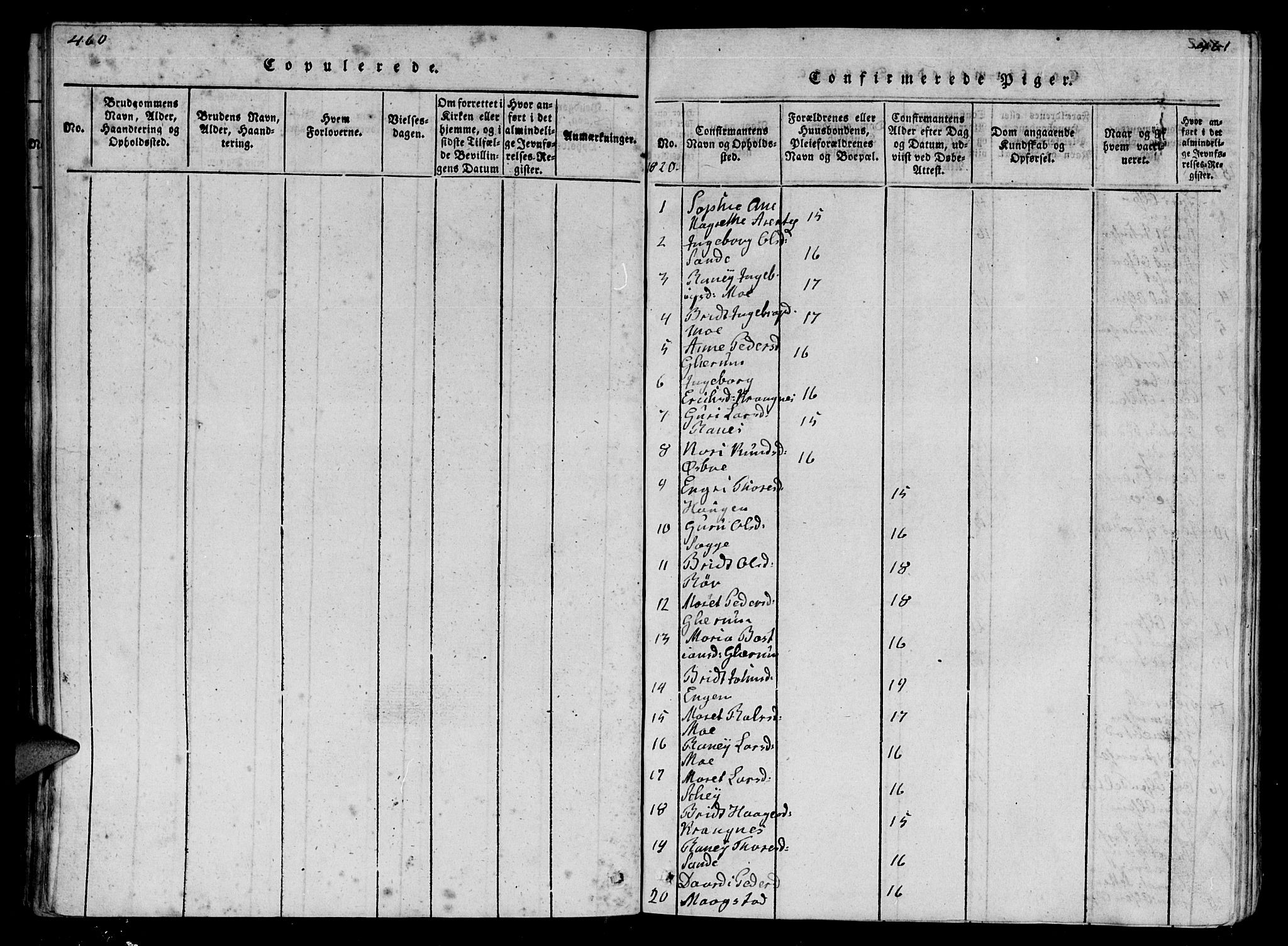 Ministerialprotokoller, klokkerbøker og fødselsregistre - Møre og Romsdal, SAT/A-1454/595/L1050: Parish register (copy) no. 595C02, 1819-1834, p. 460-461