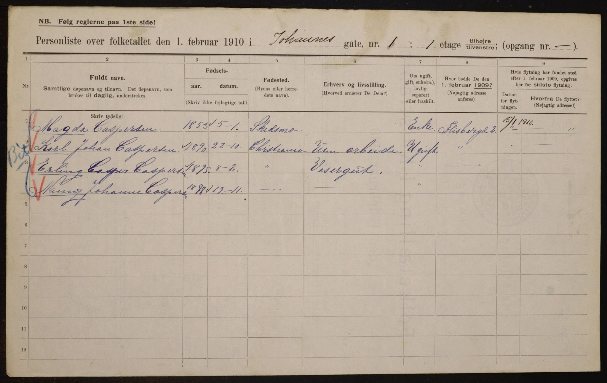 OBA, Municipal Census 1910 for Kristiania, 1910, p. 45827