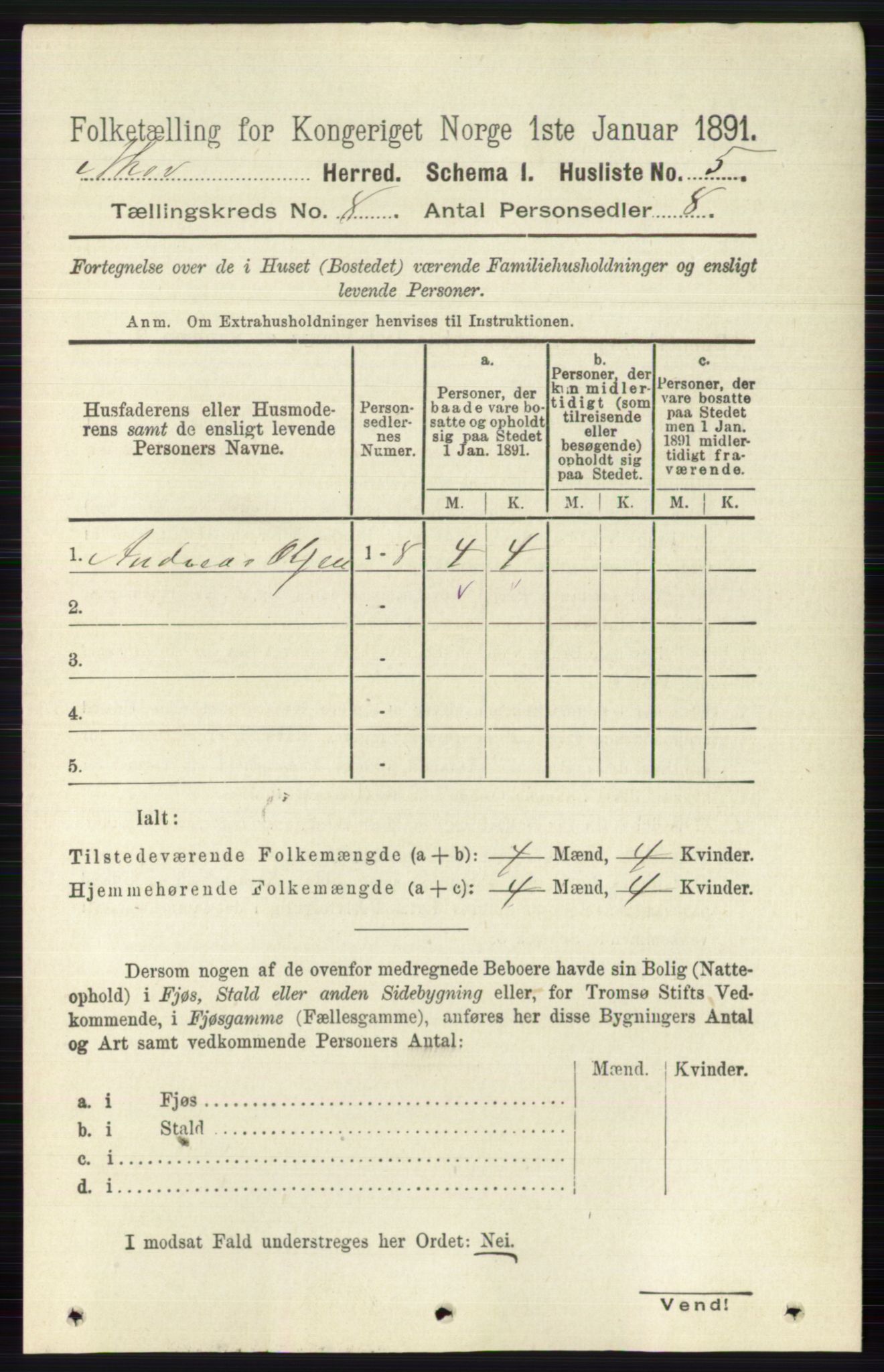 RA, 1891 census for 0613 Norderhov, 1891, p. 5394