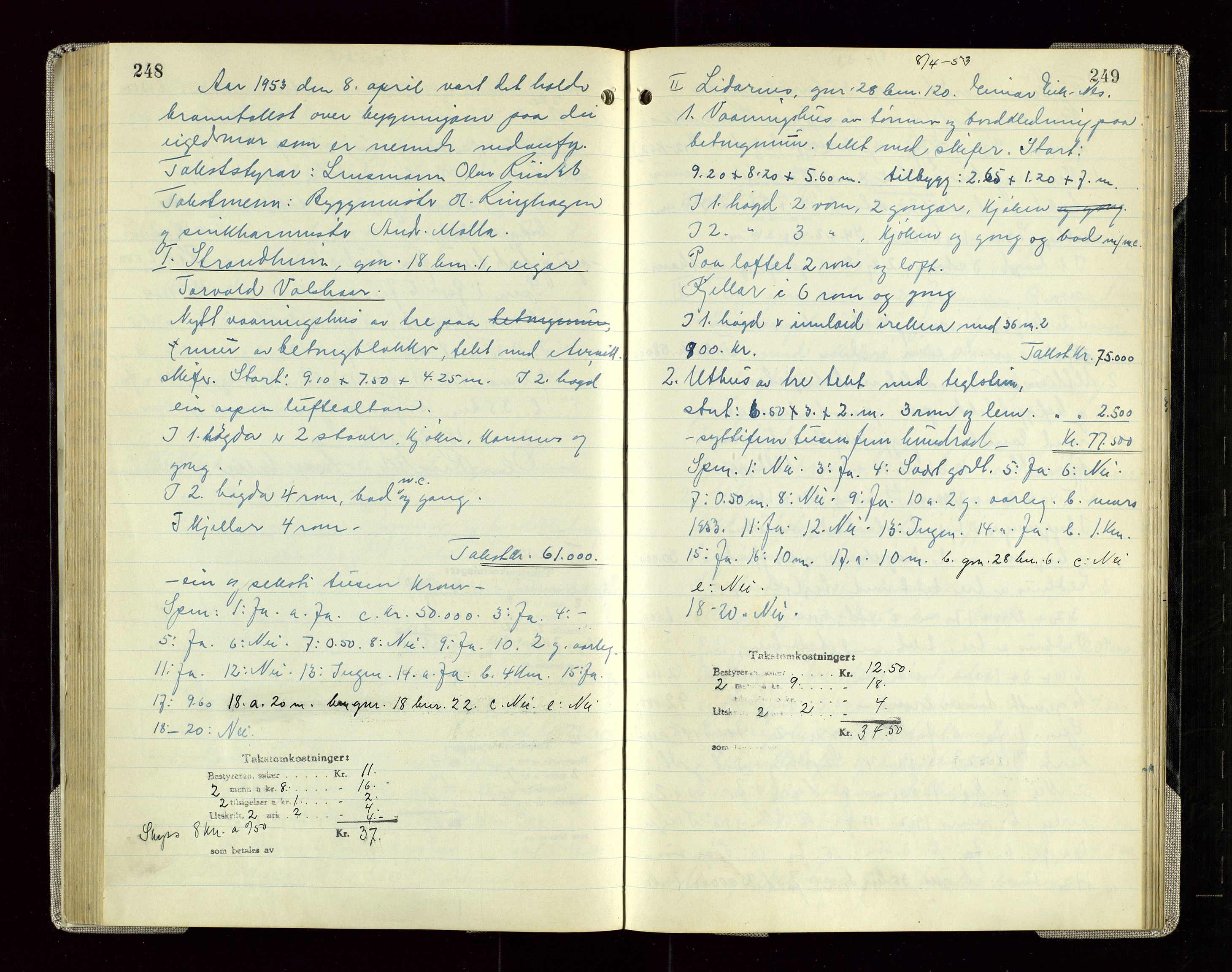 Sauda lensmannskontor, AV/SAST-A-100177/Goa/L0005: "Branntakstprotokoll for Sauda lensmannsdistrikt", 1946-1955, p. 248-249