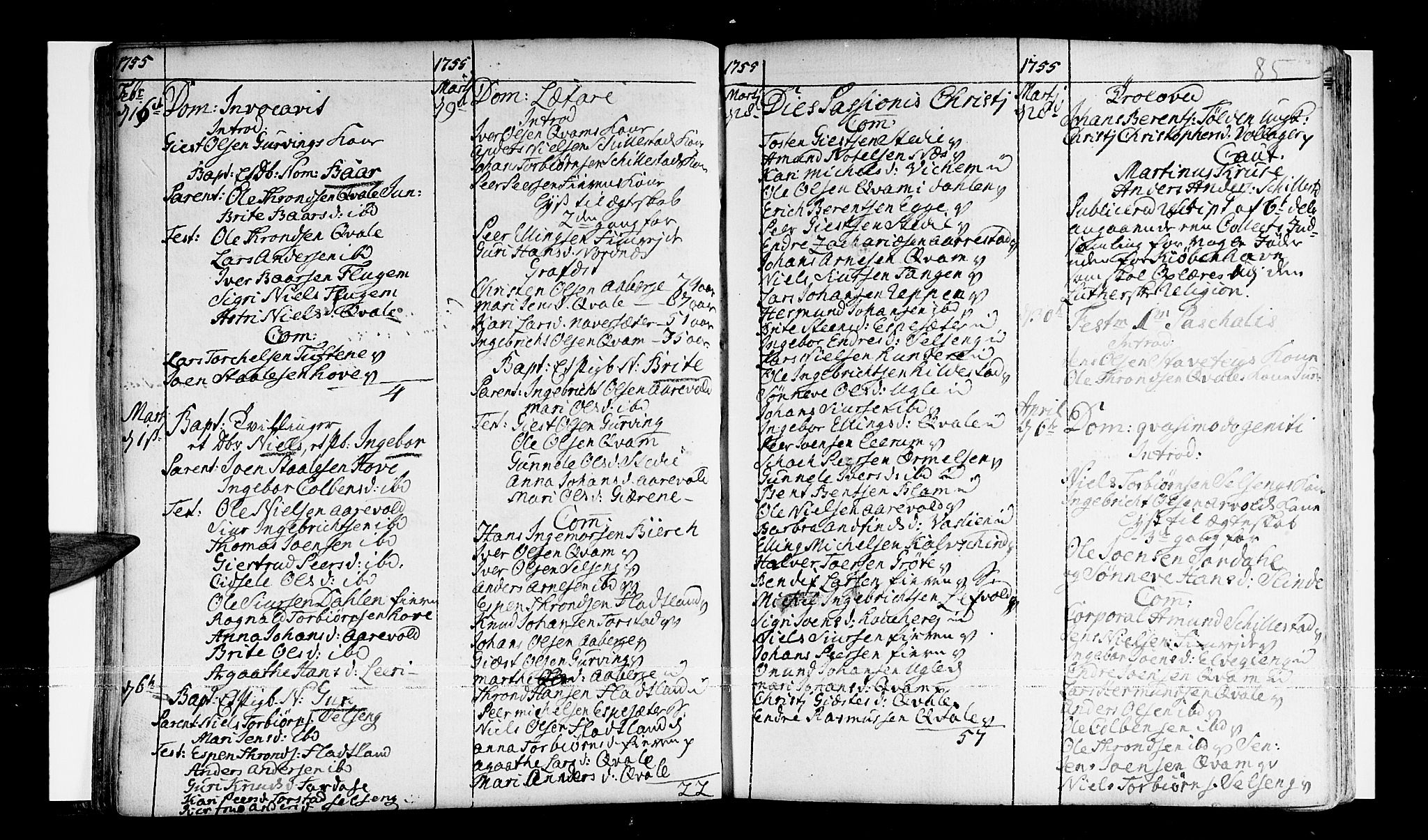 Sogndal sokneprestembete, AV/SAB-A-81301/H/Haa/Haaa/L0003: Parish register (official) no. A 3, 1747-1768, p. 85