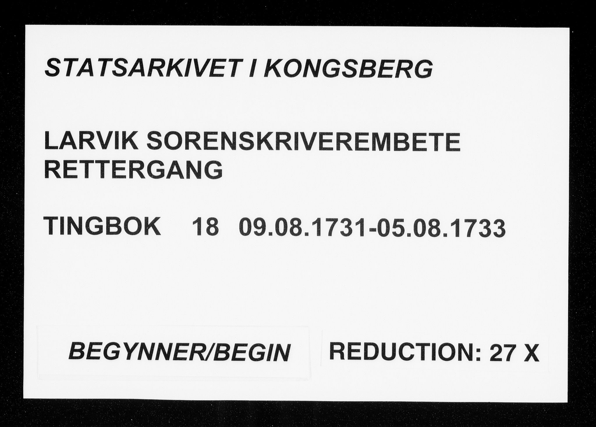 Larvik sorenskriveri, AV/SAKO-A-83/F/Fa/L0018: Tingbok, 1731-1733