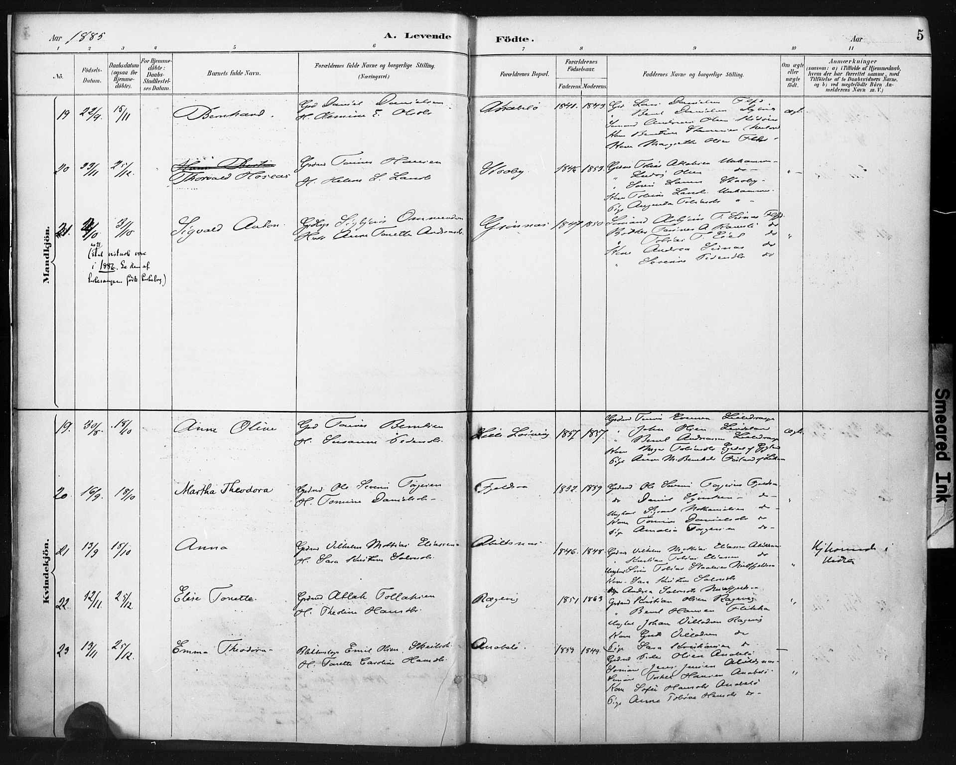 Flekkefjord sokneprestkontor, AV/SAK-1111-0012/F/Fa/Fac/L0008: Parish register (official) no. A 8, 1885-1898, p. 5