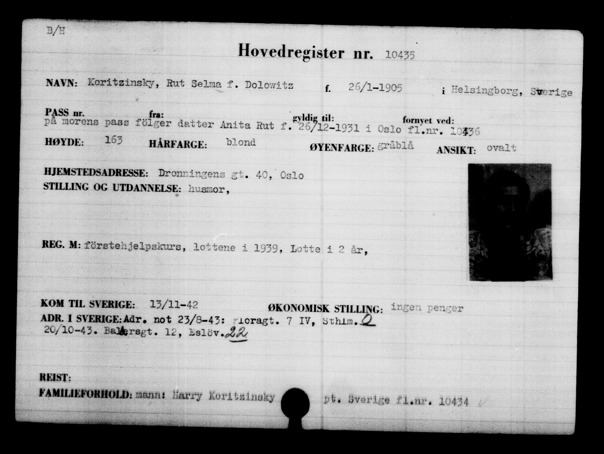 Den Kgl. Norske Legasjons Flyktningskontor, AV/RA-S-6753/V/Va/L0006: Kjesäterkartoteket.  Flyktningenr. 9400-12711, 1940-1945, p. 1188