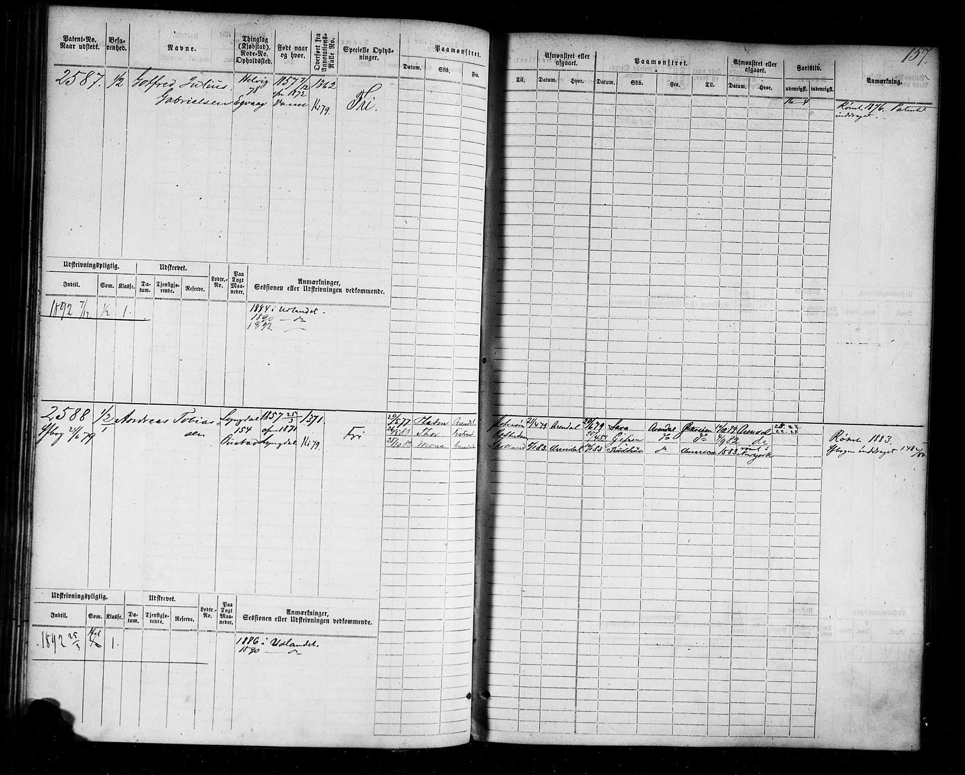 Farsund mønstringskrets, AV/SAK-2031-0017/F/Fb/L0004: Hovedrulle nr 2275-3040, M-7, 1875-1915, p. 161