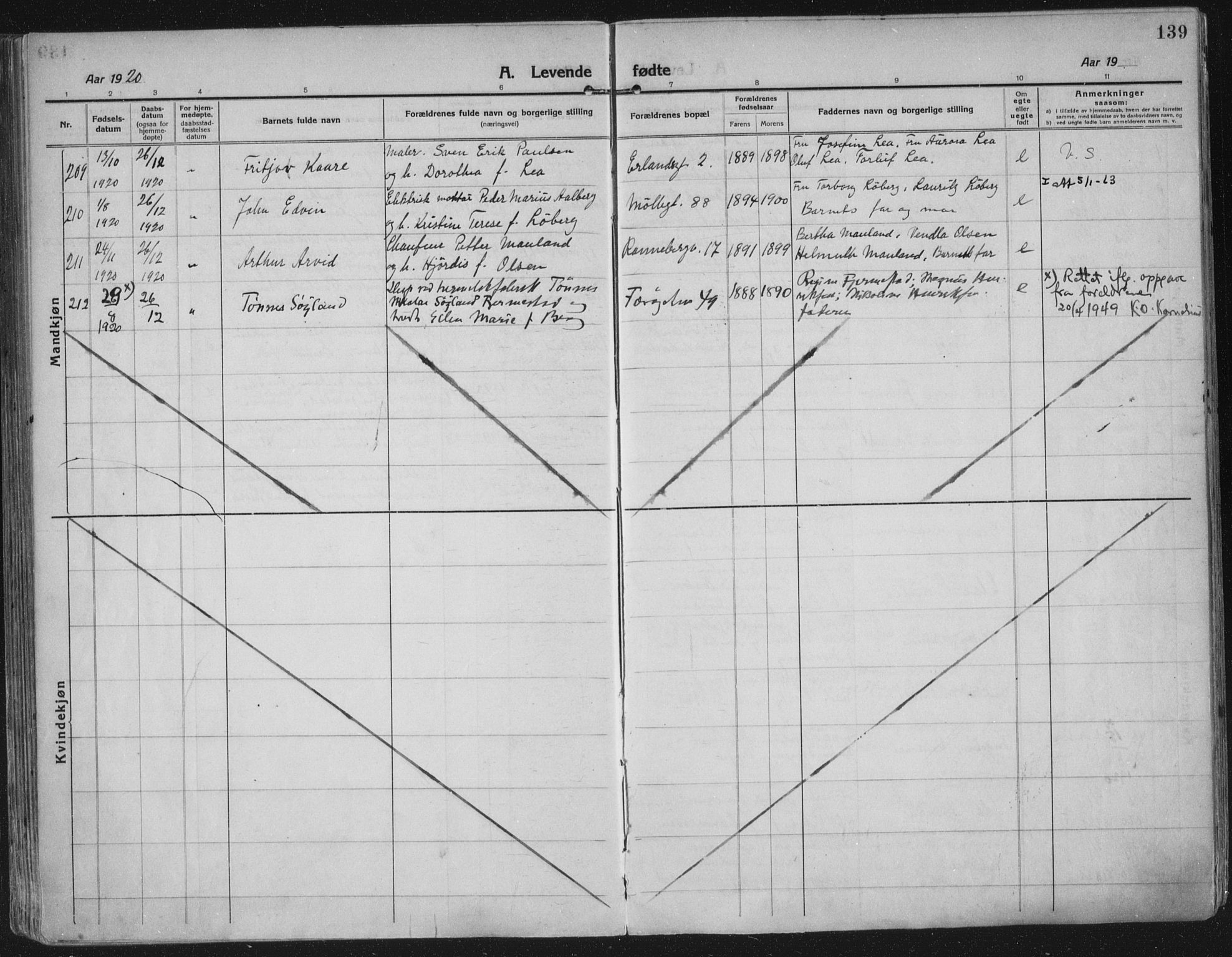 Domkirken sokneprestkontor, SAST/A-101812/002/A/L0018: Parish register (official) no. A 34, 1915-1929, p. 139