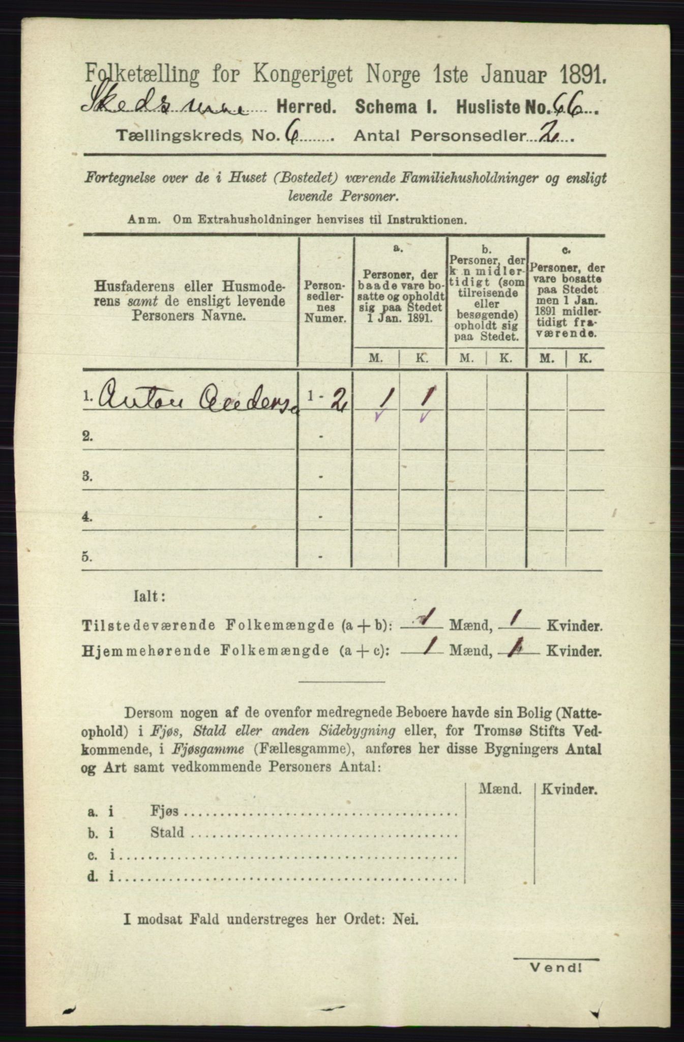 RA, 1891 census for 0231 Skedsmo, 1891, p. 2724