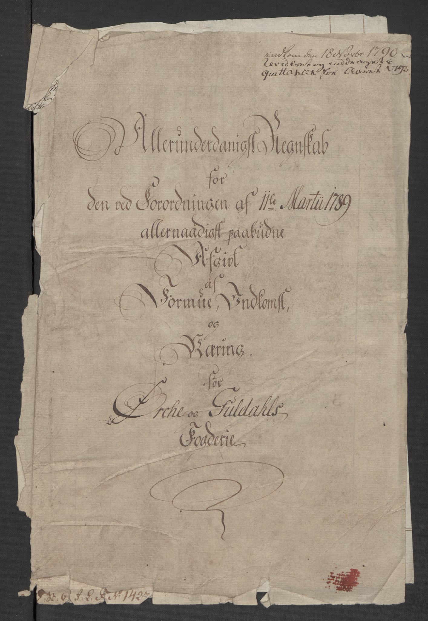 Rentekammeret inntil 1814, Reviderte regnskaper, Mindre regnskaper, AV/RA-EA-4068/Rf/Rfe/L0032: Numedal og Sandsvær fogderi, Orkdal og Gauldal fogderi, 1789, p. 107