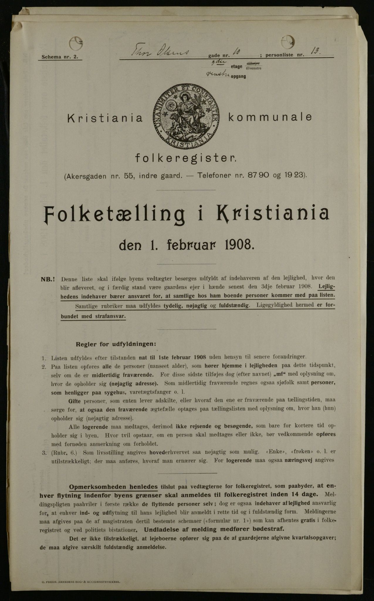 OBA, Municipal Census 1908 for Kristiania, 1908, p. 98450