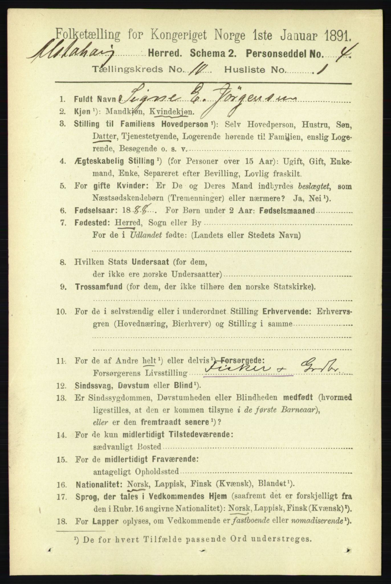 RA, 1891 census for 1820 Alstahaug, 1891, p. 3510