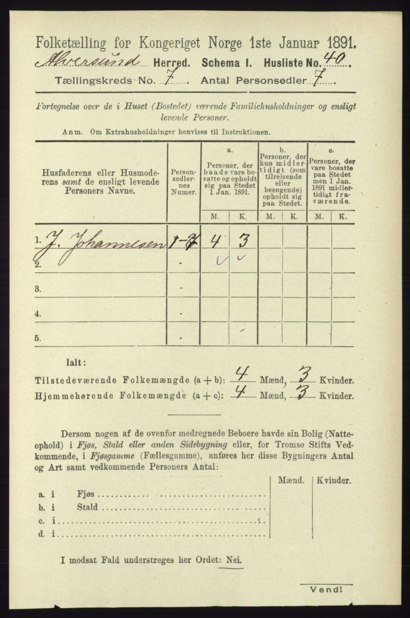 RA, 1891 census for 1257 Alversund, 1891, p. 2403