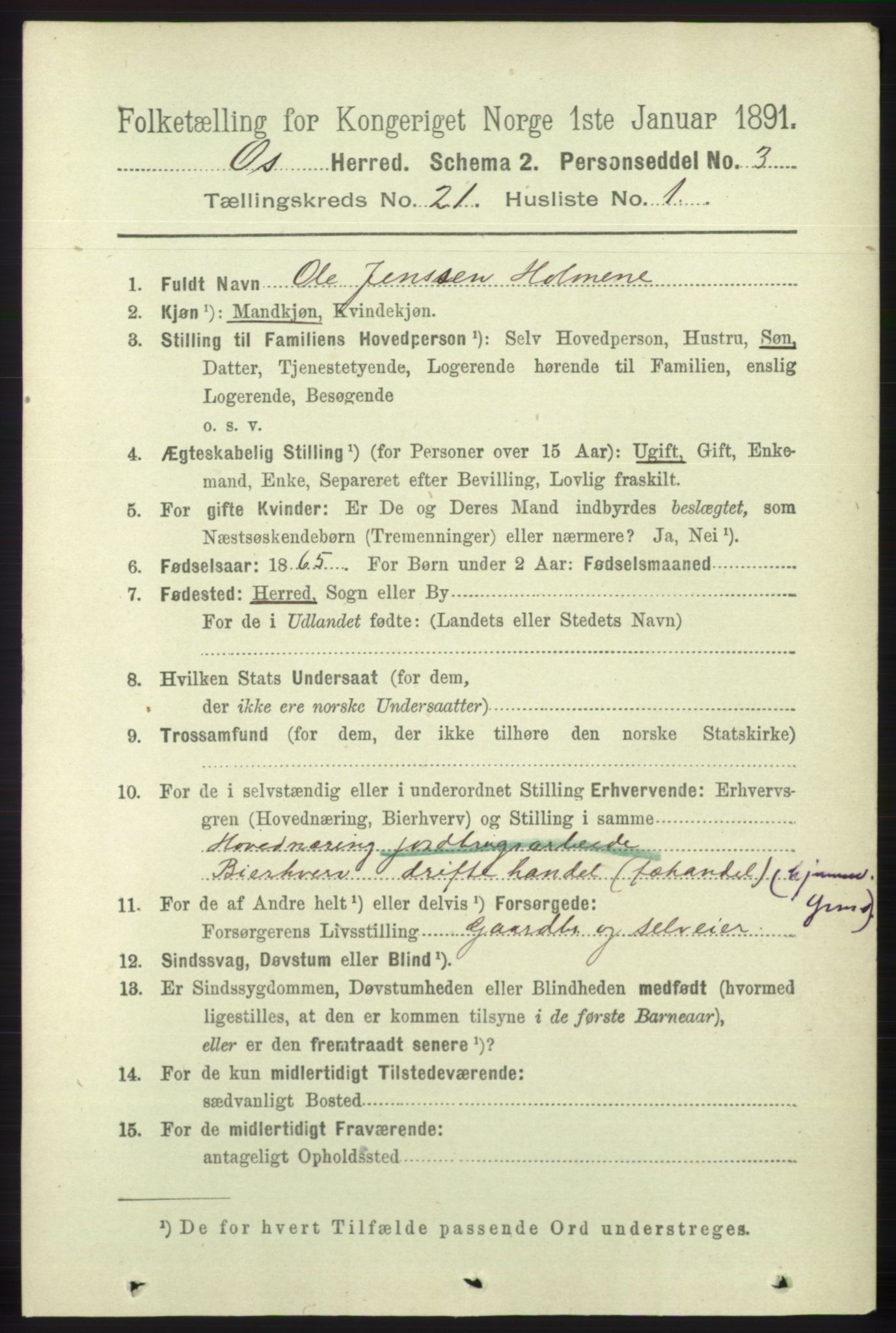 RA, 1891 census for 1243 Os, 1891, p. 4842