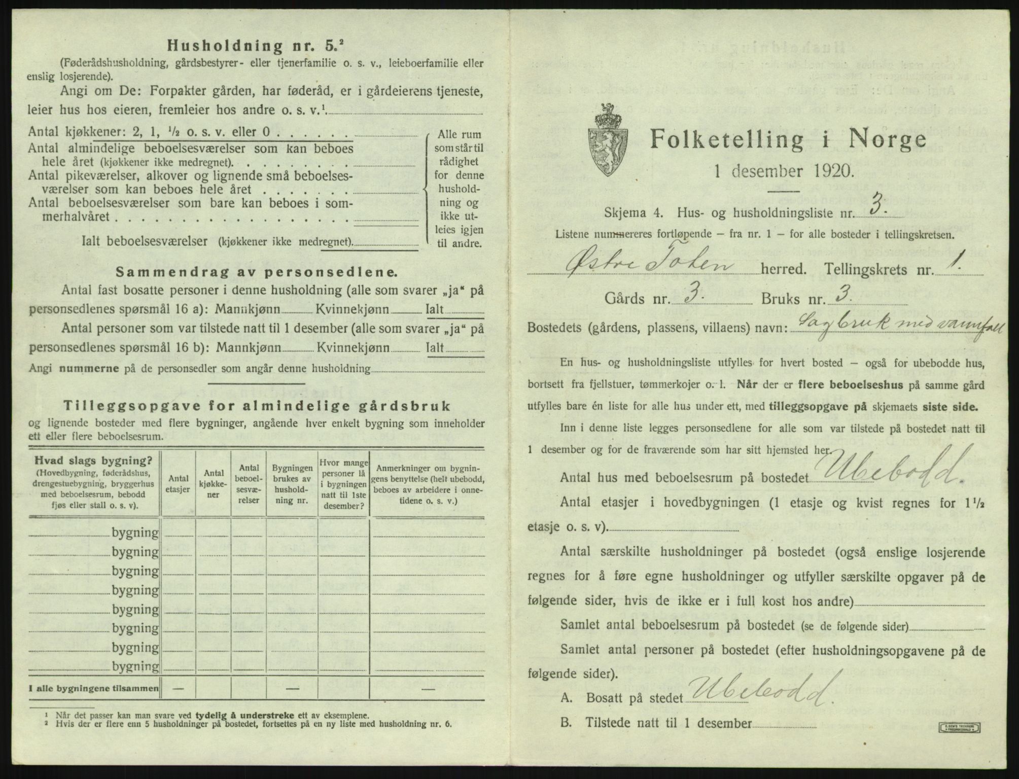 SAH, 1920 census for Østre Toten, 1920, p. 76