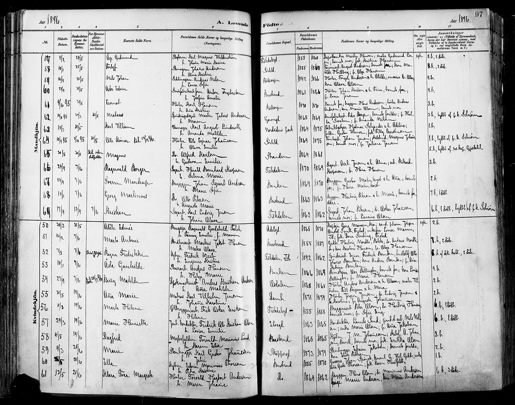 Halden prestekontor Kirkebøker, SAO/A-10909/F/Fa/L0013: Parish register (official) no. I 13, 1890-1906, p. 97