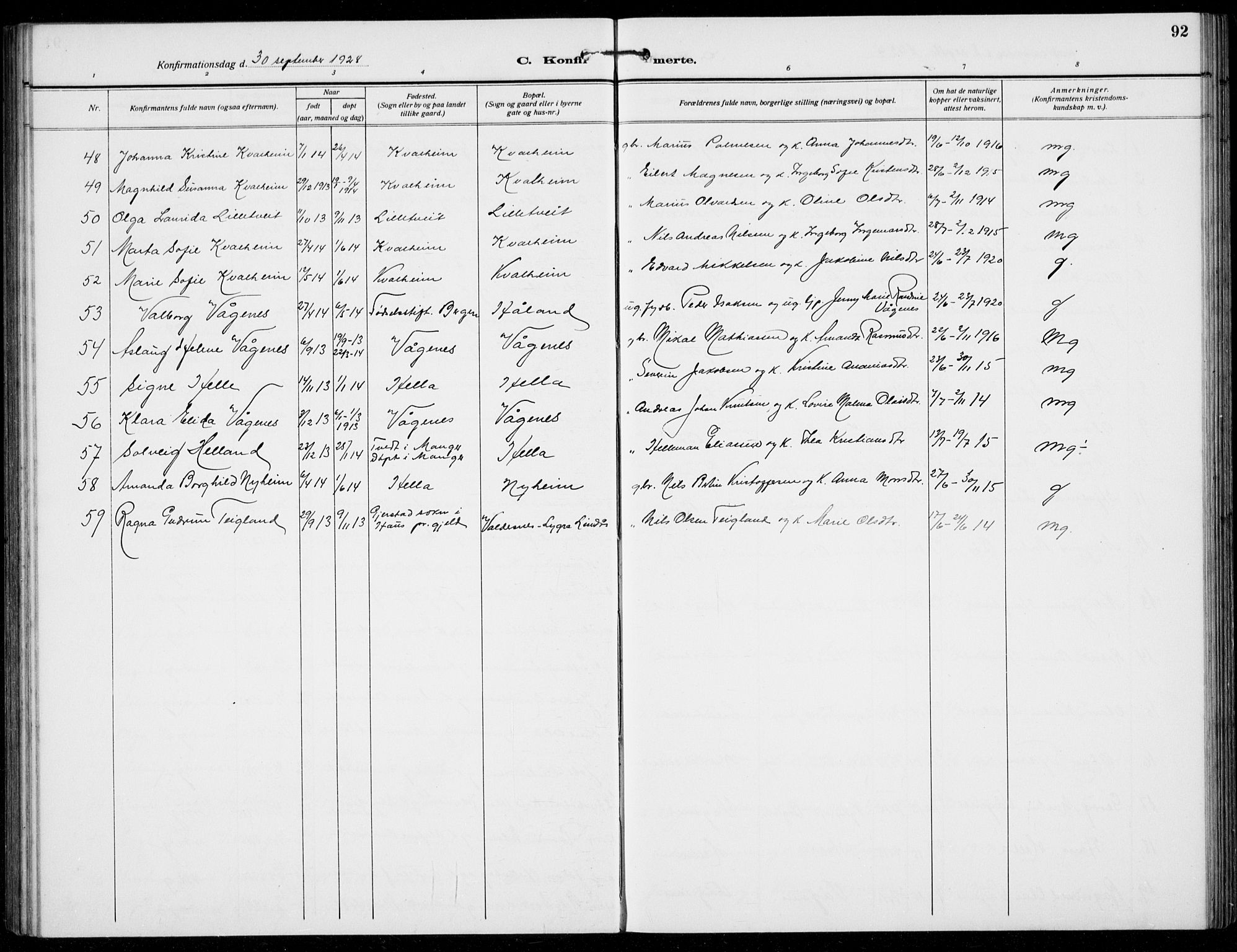 Manger sokneprestembete, AV/SAB-A-76801/H/Hab: Parish register (copy) no. B  5, 1922-1938, p. 92