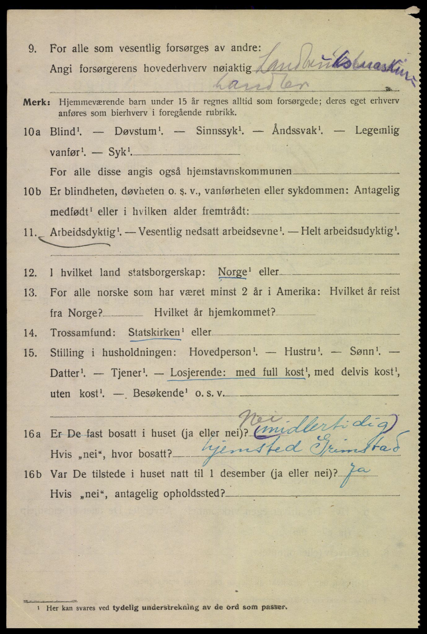 SAK, 1920 census for Arendal, 1920, p. 9997