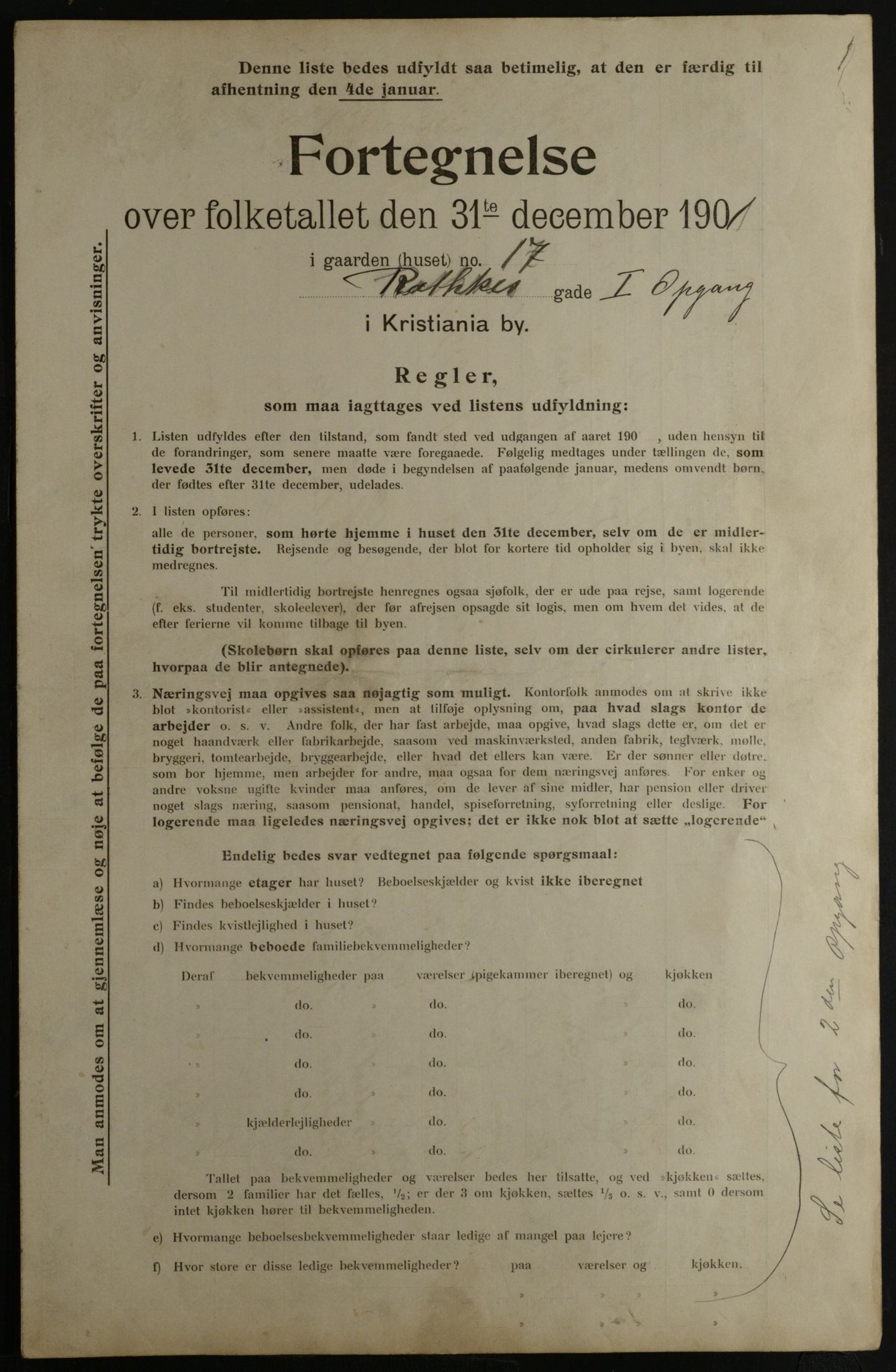 OBA, Municipal Census 1901 for Kristiania, 1901, p. 12668